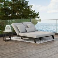 Gartenliege Nouri Hellgrau Metall/Textil - Hellgrau, MODERN, Textil/Metall (202/37/143cm) - Bessagi Garden