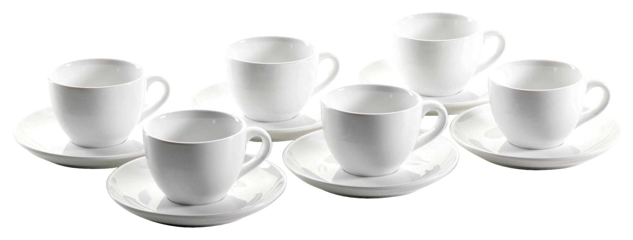 Kaffeetasse mit Untertasse Colombia ca. 180ml, 12-teilig - Weiß, Basics, Keramik (180ml) - Mäser
