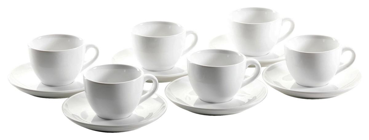 Kaffeetasse mit Untertasse Colombia in Weiß, 12-teilig - Weiß, Basics, Keramik (180ml) - Mäser