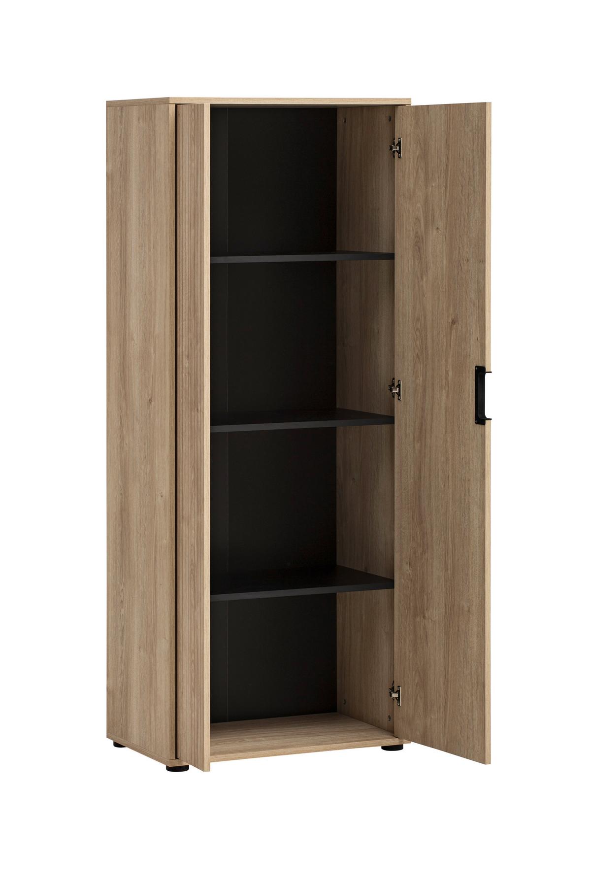 Aktenschrank Emmik Eichefarben - Eichefarben/Schwarz, MODERN, Holzwerkstoff (65,1/163,6/41cm) - MID.YOU