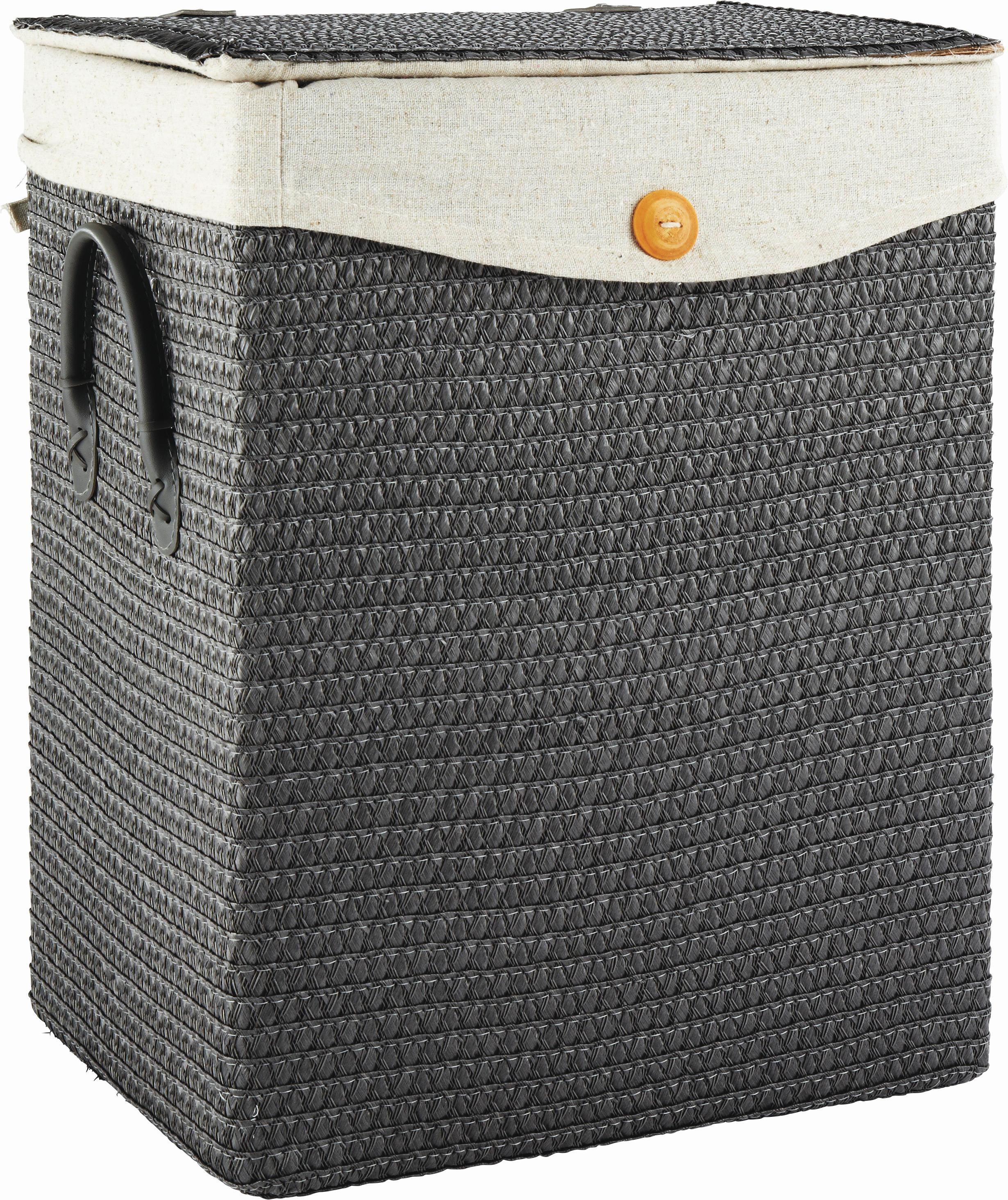 Wäschekorb Denise Grau - Grau, ROMANTIK / LANDHAUS, Kunststoff/Textil (35/44/26cm) - Mömax