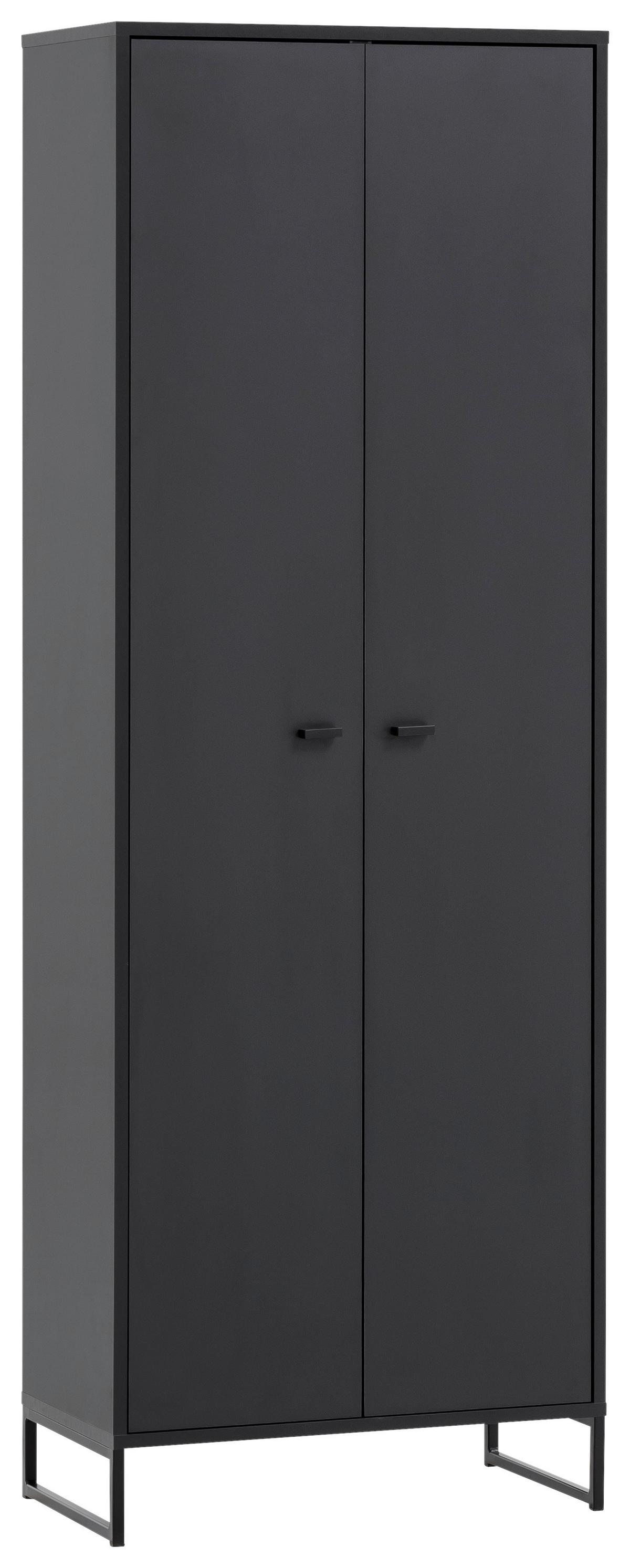 Schuhschrank Janne ca.60,2x169,7x33,5cm Schwarz - Schwarz, LIFESTYLE, Holzwerkstoff/Metall (60,2/169,7/33,5cm) - MID.YOU