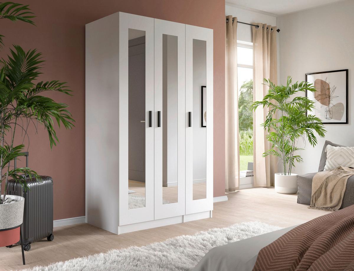 Drehtürenschrank Visby Weiß - Schwarz/Weiß, ROMANTIK / LANDHAUS, Holzwerkstoff/Kunststoff (120/195/56cm) - Livetastic