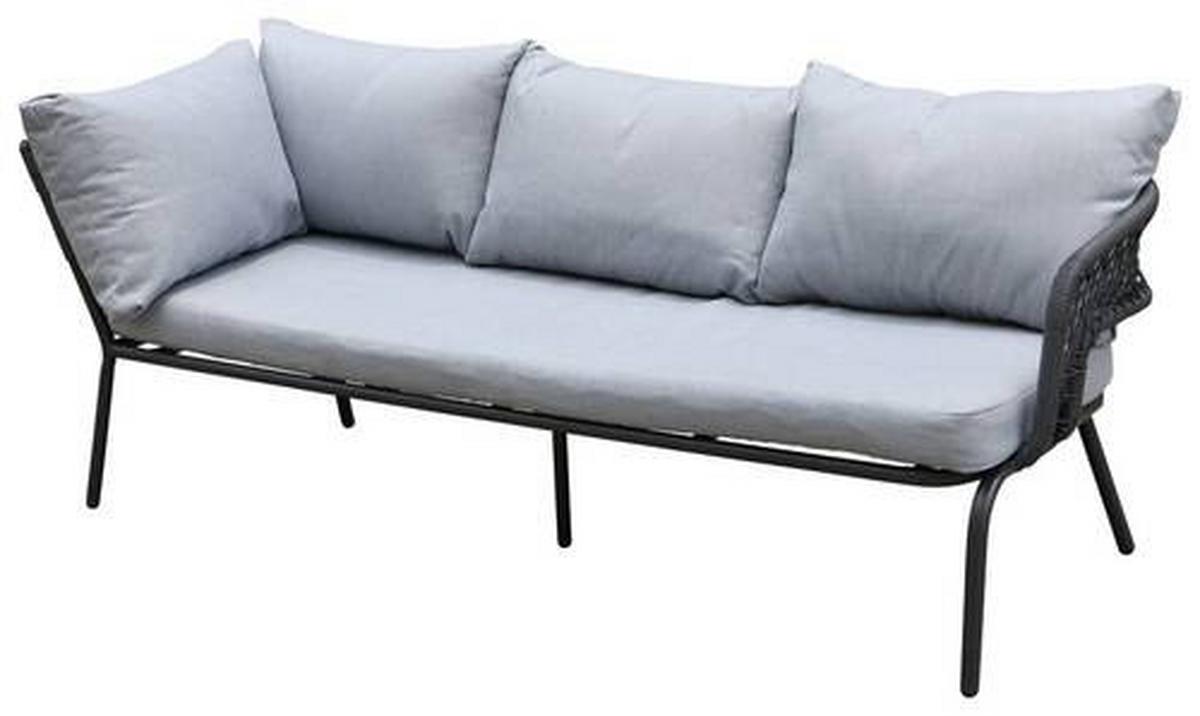 Loungegarnitur Lyon in Anthrazit/Hellgrau - Anthrazit/Hellgrau, Modern, Glas/Kunststoff (194/72/68cm) - Mömax