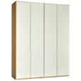 Drehtürenschrank in Weiß aus Glas - Eichefarben/Alufarben, ROMANTIK / LANDHAUS, Holzwerkstoff/Metall (180/236/58cm) - Premium Living Drehtürenschrank in Weiß aus Glas - Eichefarben/Alufarben, ROMANTIK / LANDHAUS, Holzwerkstoff/Metall (180/236/58cm) - Premium Living