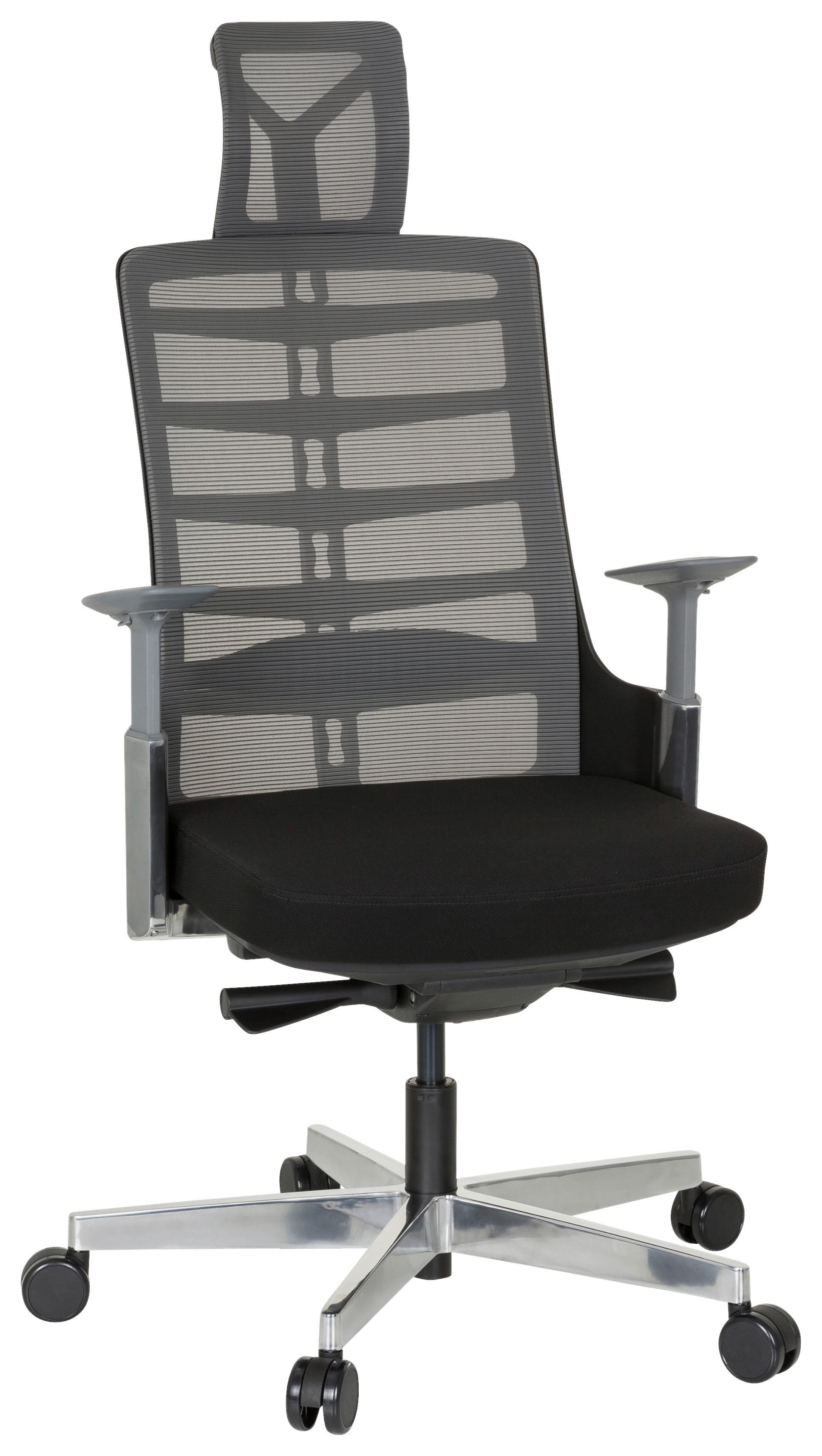 Drehstuhl Skarif Grau/Schwarz - Schwarz/Alufarben, MODERN, Kunststoff/Textil (64/128/62cm) - MID.YOU