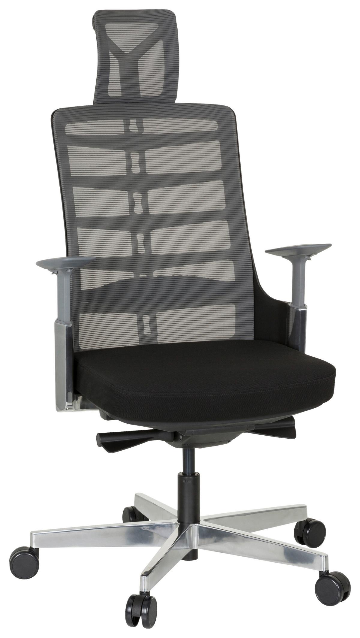 Drehstuhl Skarif Grau/Schwarz - Schwarz/Alufarben, MODERN, Kunststoff/Textil (64/128/62cm) - MID.YOU