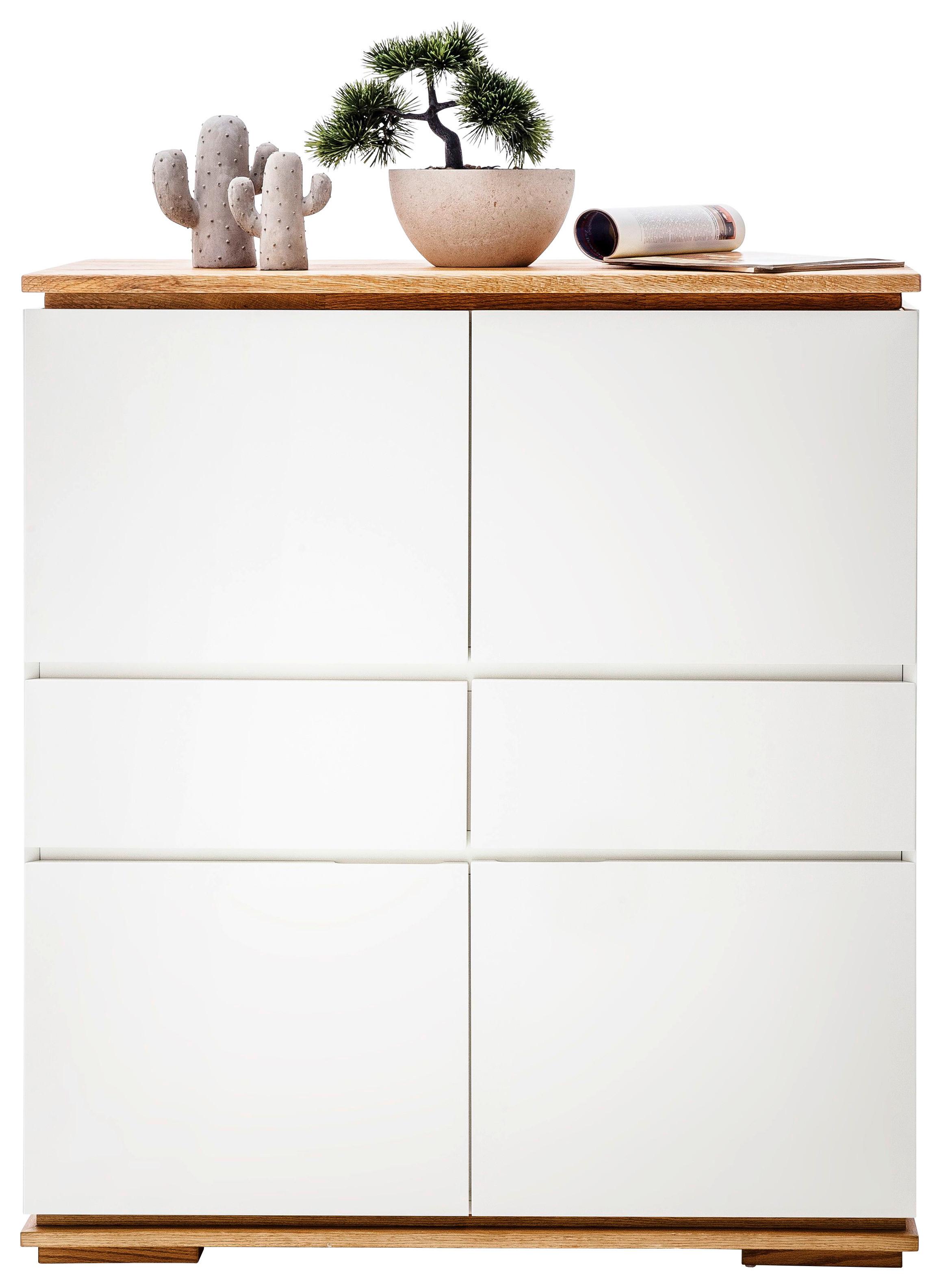 KOMODA WYSOKA CHIARO - kolor dębowy/biały, Design, materiał drewnopochodny/drewno (102/115/40cm)