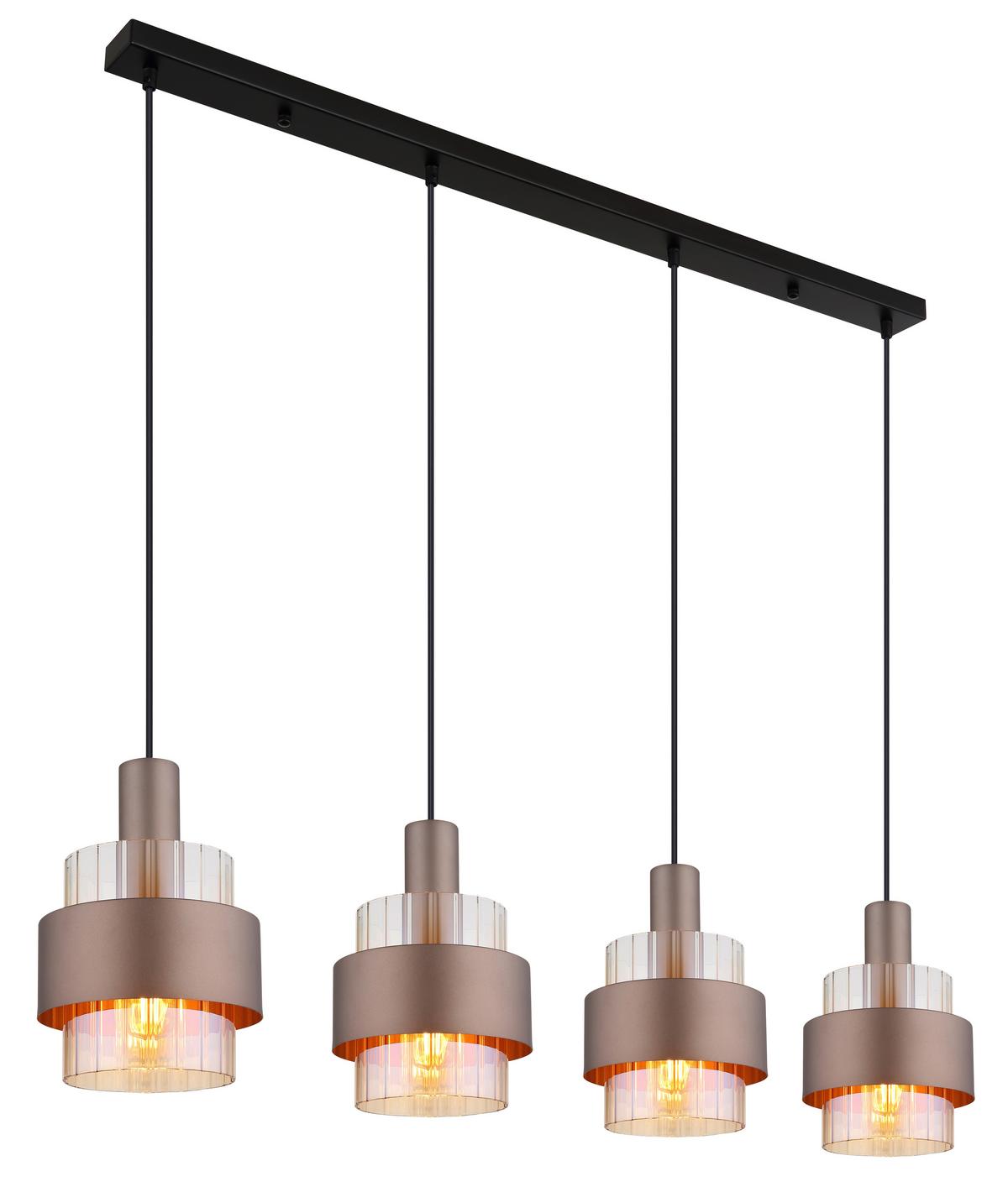 Viseća Svjetiljka Brončana Boja - narančasta/brončane boje, Design, staklo/metal (110/18,5/150cm) - Globo