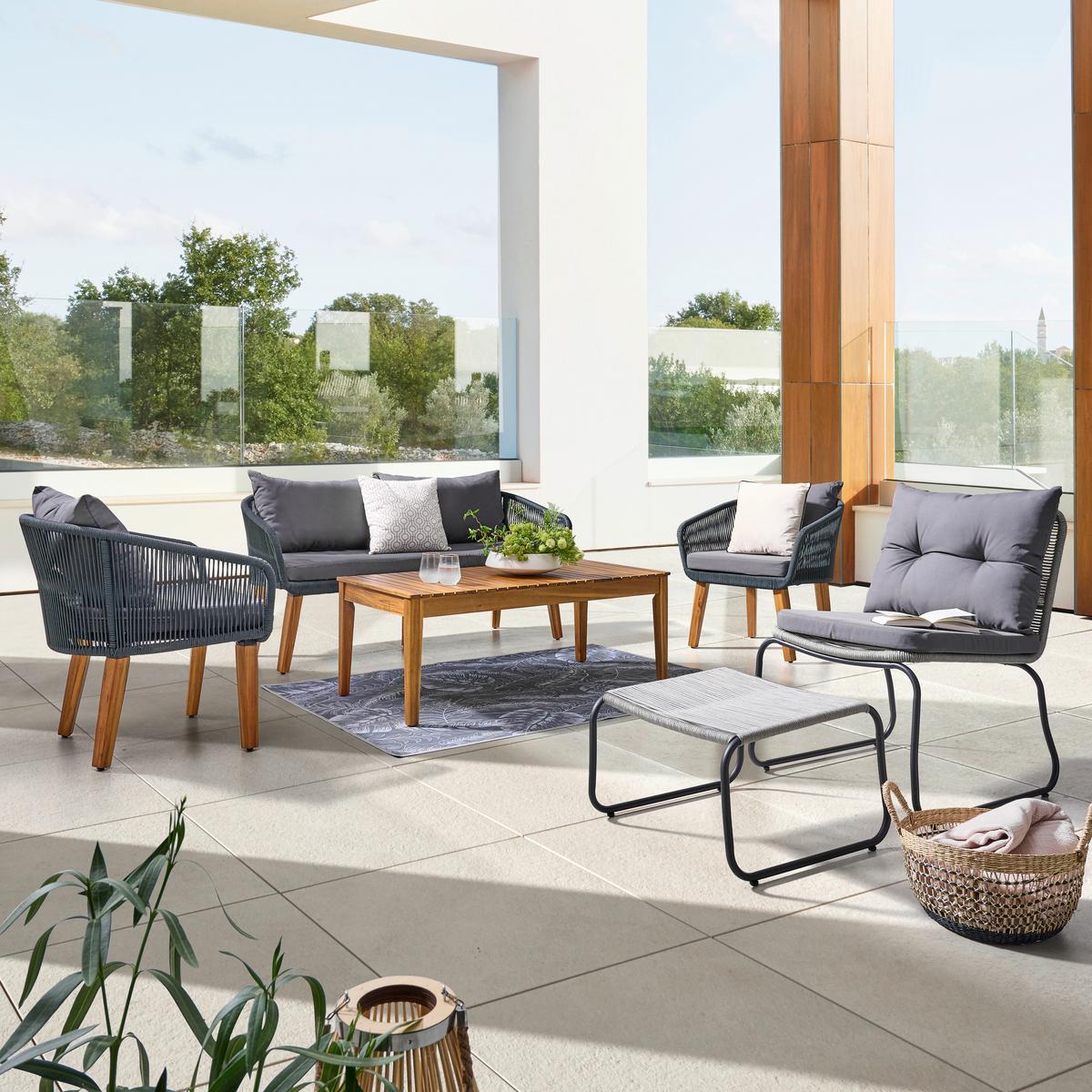 Lounge Garnitura Trendy, Barva Akacije, Antracit - temno siva/antracit, Moderno, kovina/les (160/75/70cm)