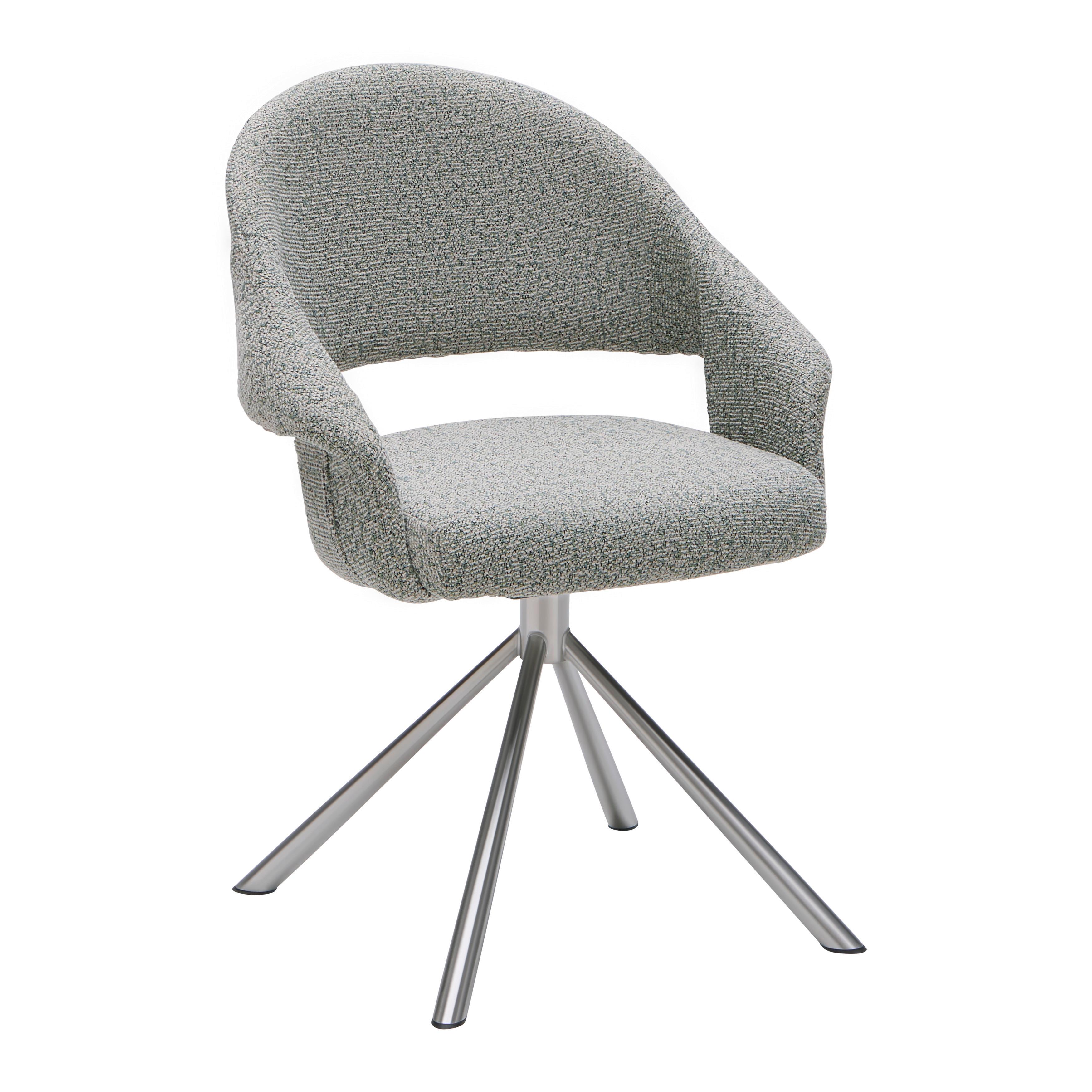 Drehstuhl Perama Edelstahlfarben/Pastellgrün - Edelstahlfarben/Pastellgrün, MODERN, Textil/Metall (61/83/61cm) - Mömax