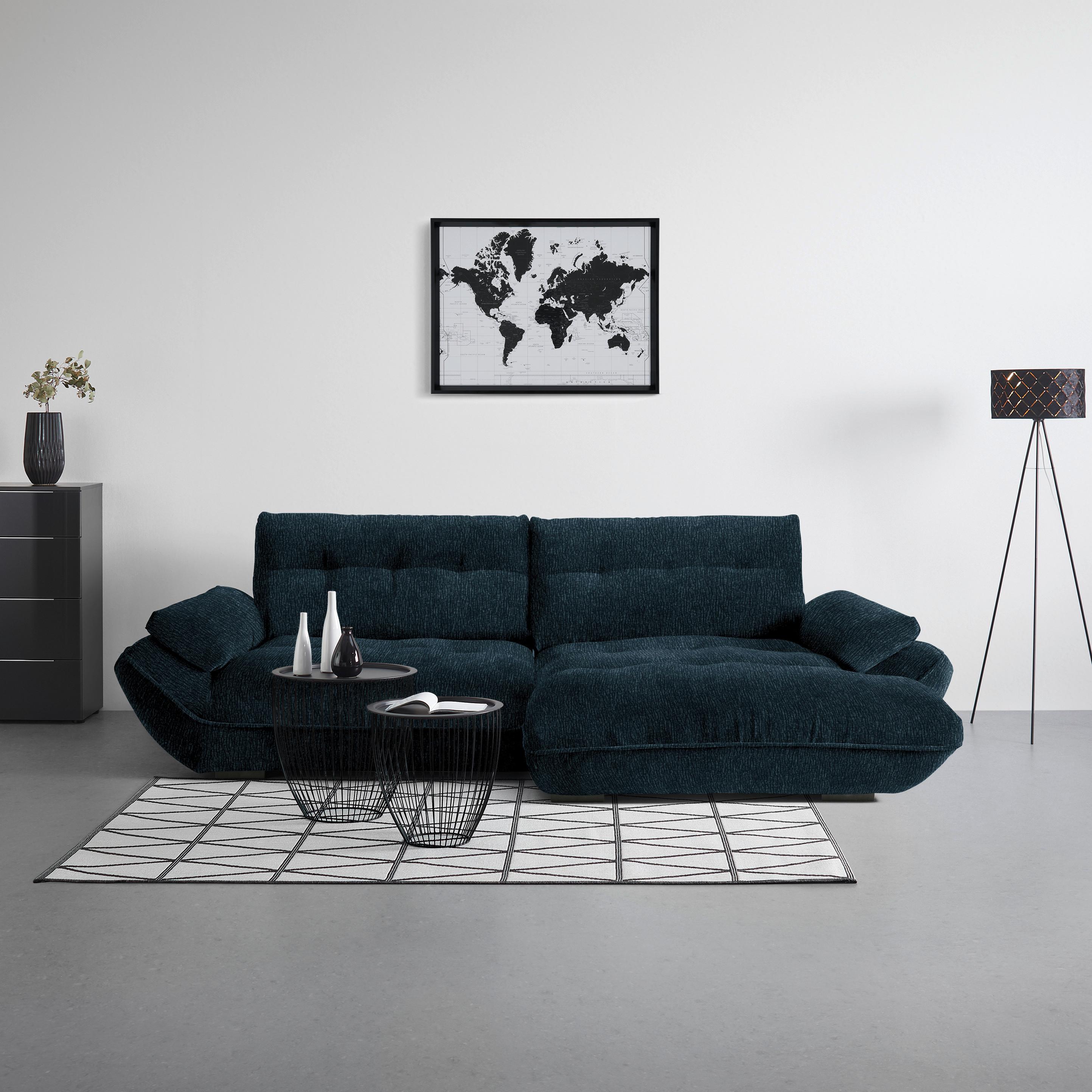 Wohnlandschaft Vivo Royalblau - Royalblau/Schwarz, MODERN, Kunststoff/Textil (317/63/179cm) - Premium Living