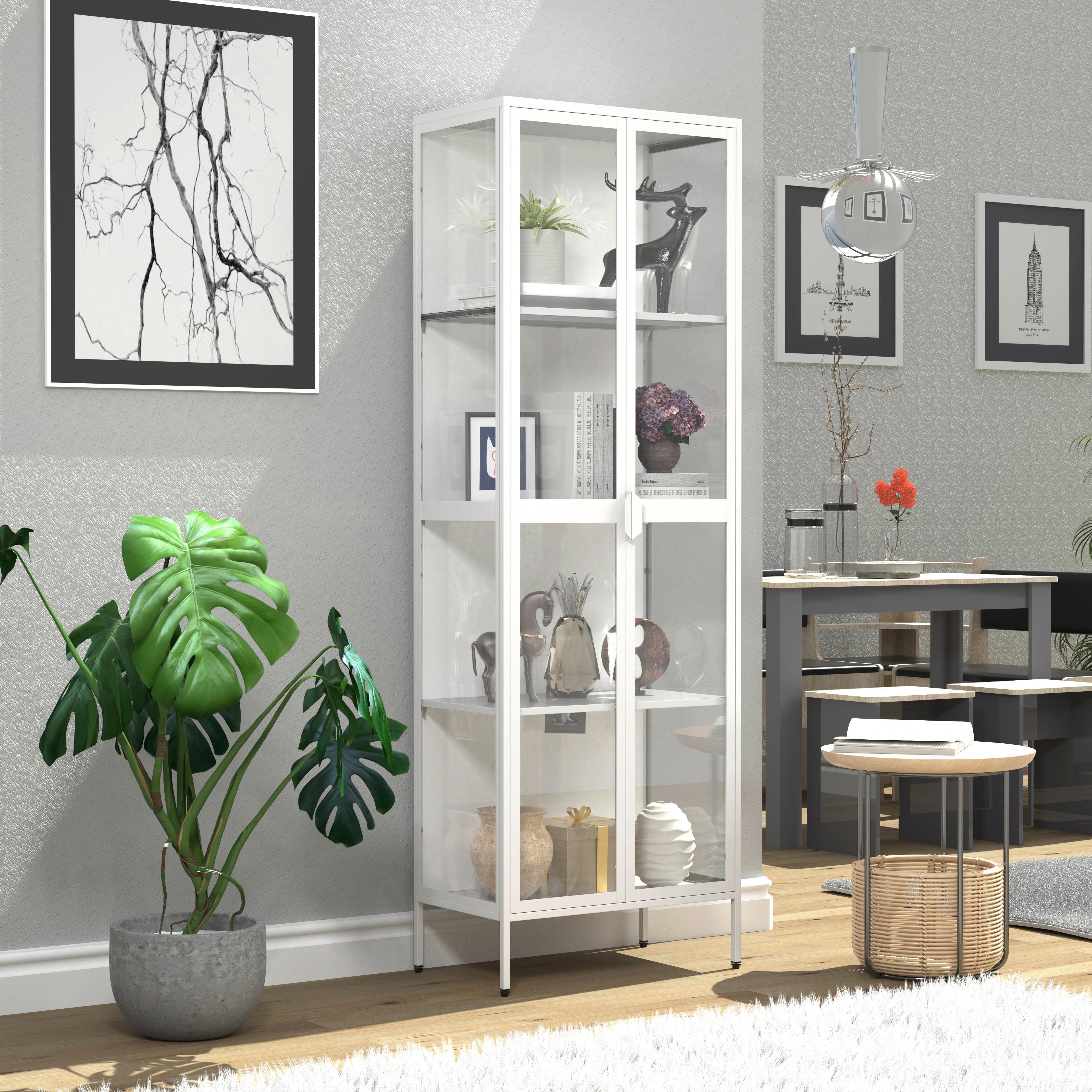 VITRINE FLOKA XXL - Weiss/Transparent, Design, Glas/Metall (60/180/35cm) - MID.YOU