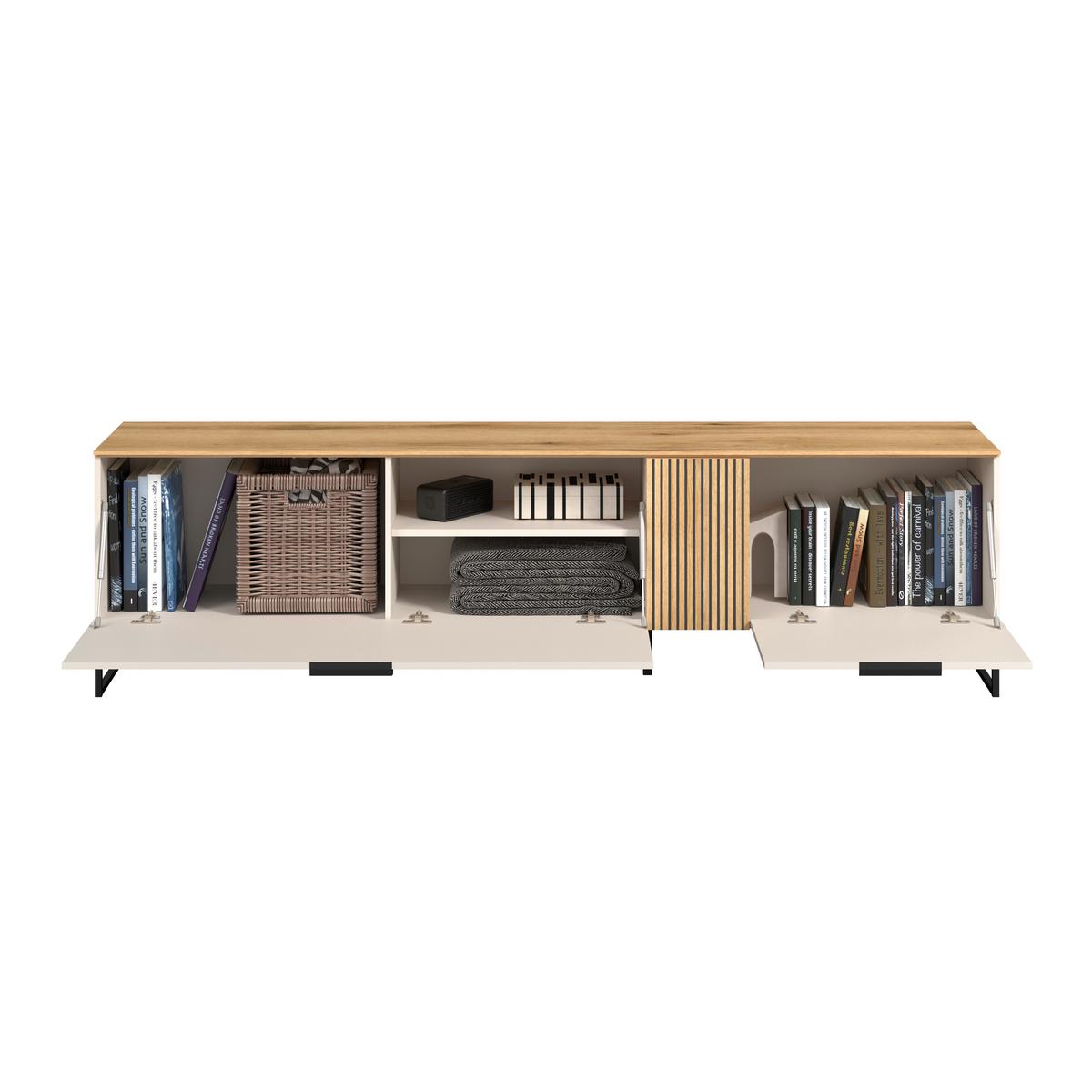 Comodă TV KING - cașmir/culoare lemn stejar, Modern, material pe bază de lemn (200/54/40cm) - Modern Living
