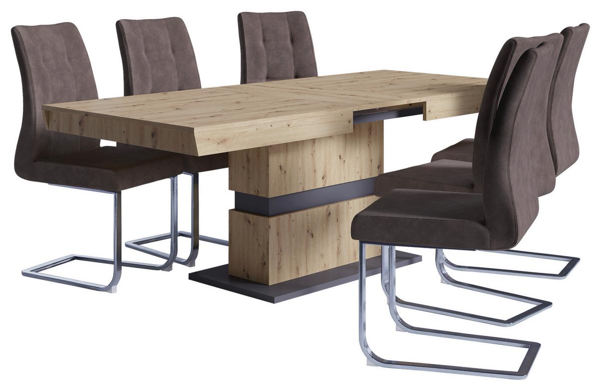Schwingstuhl-Set MARLEN XXL Braun, Wippfunktion - Silberfarben/Braun, LIFESTYLE, Textil/Metall (47/96/62cm) - MID.YOU