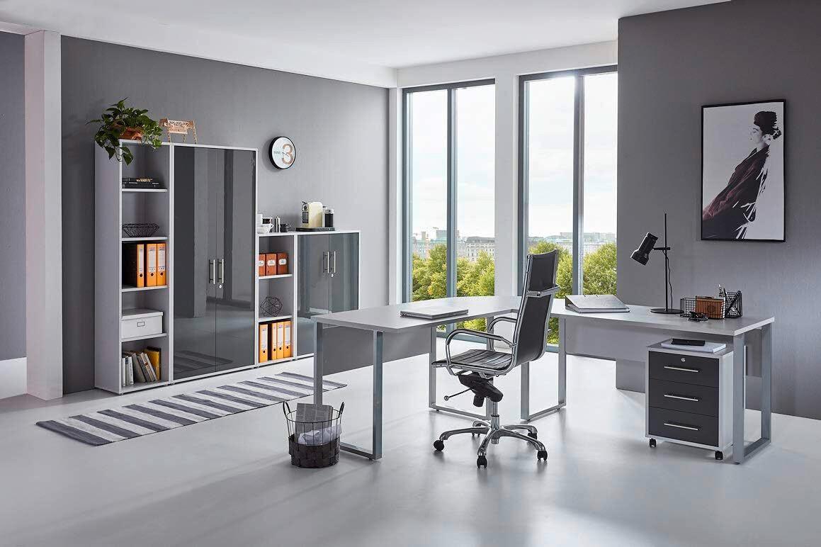 Büro Office Edition Set 4 Grau - Anthrazit Hochglanz/Grau, MODERN, Holzwerkstoff - MID.YOU