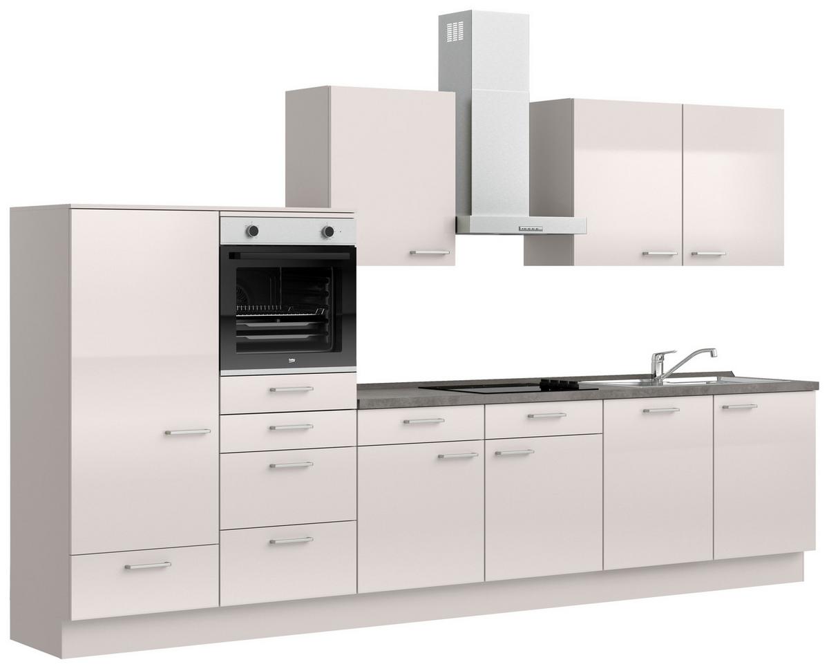 Küchenleerblock Flash Low o. Geräte Hellgrau - Schieferfarben/Edelstahlfarben, MODERN, Holzwerkstoff/Metall (360cm) - Nobilia