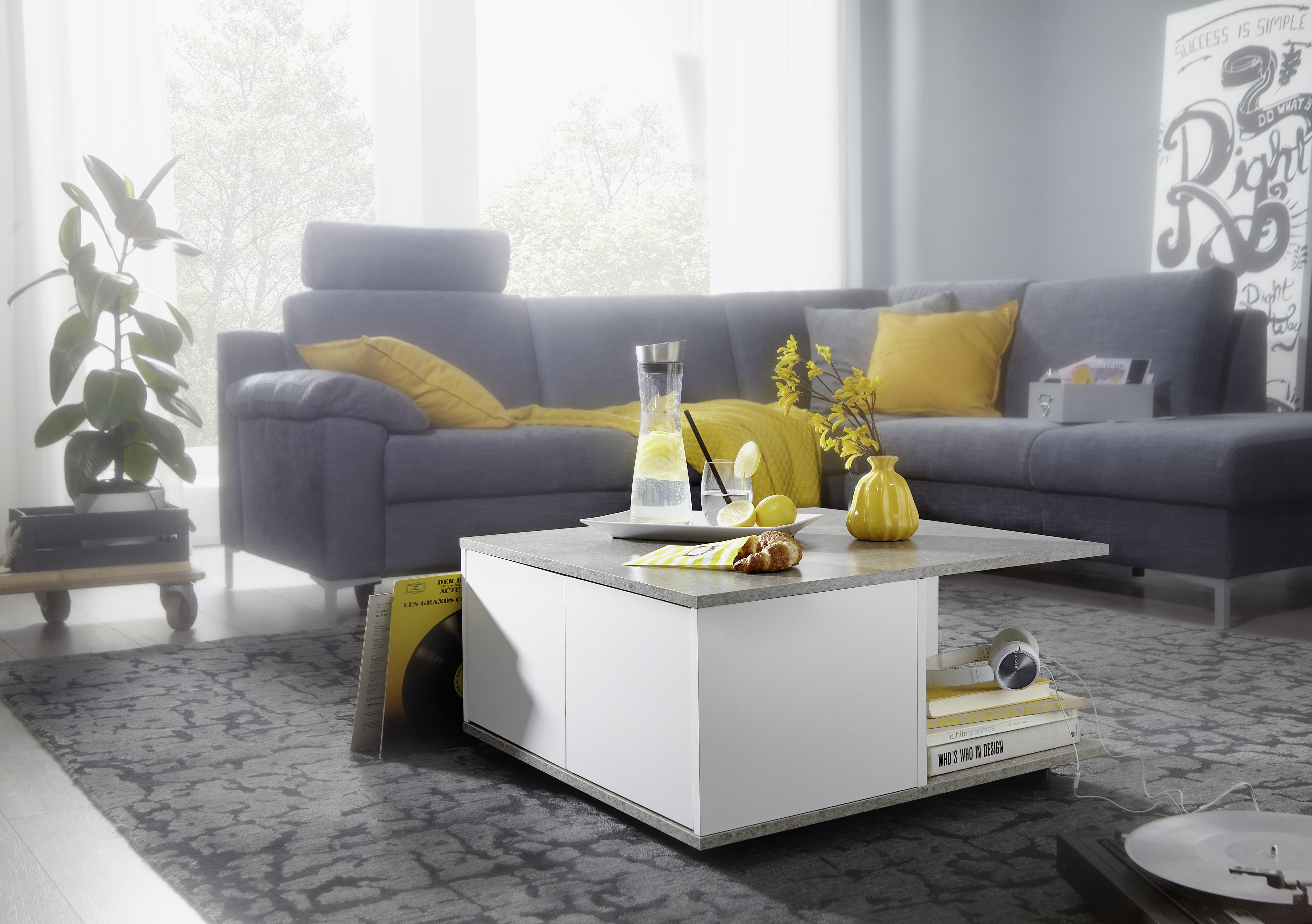 Klubska Miza Couchtisch - siva/bela, Moderno, umetna masa/leseni material (70/70/36,5cm) - MID.YOU