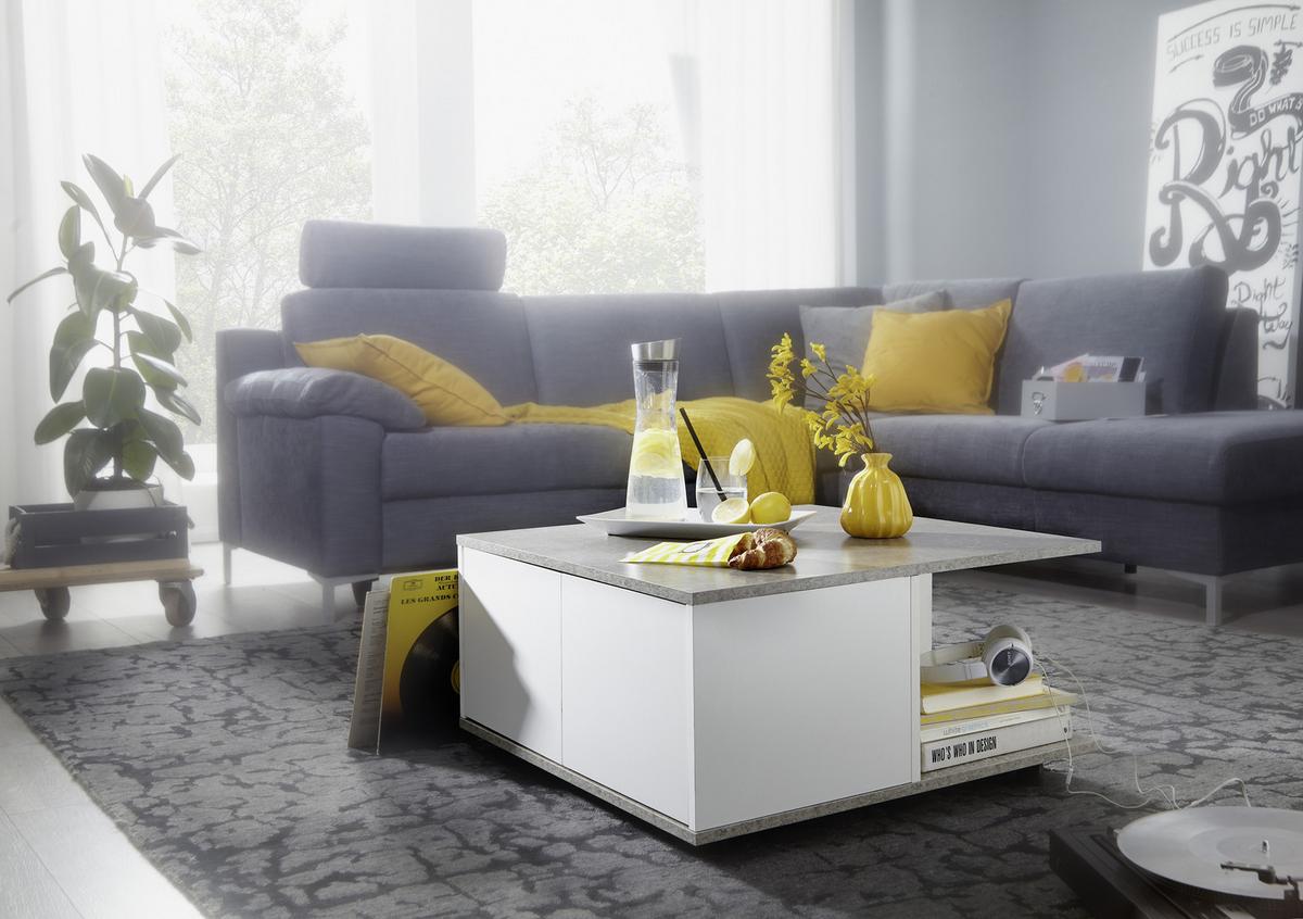 Klubska Miza Couchtisch - siva/bela, Moderno, umetna masa/leseni material (70/70/36,5cm) - MID.YOU