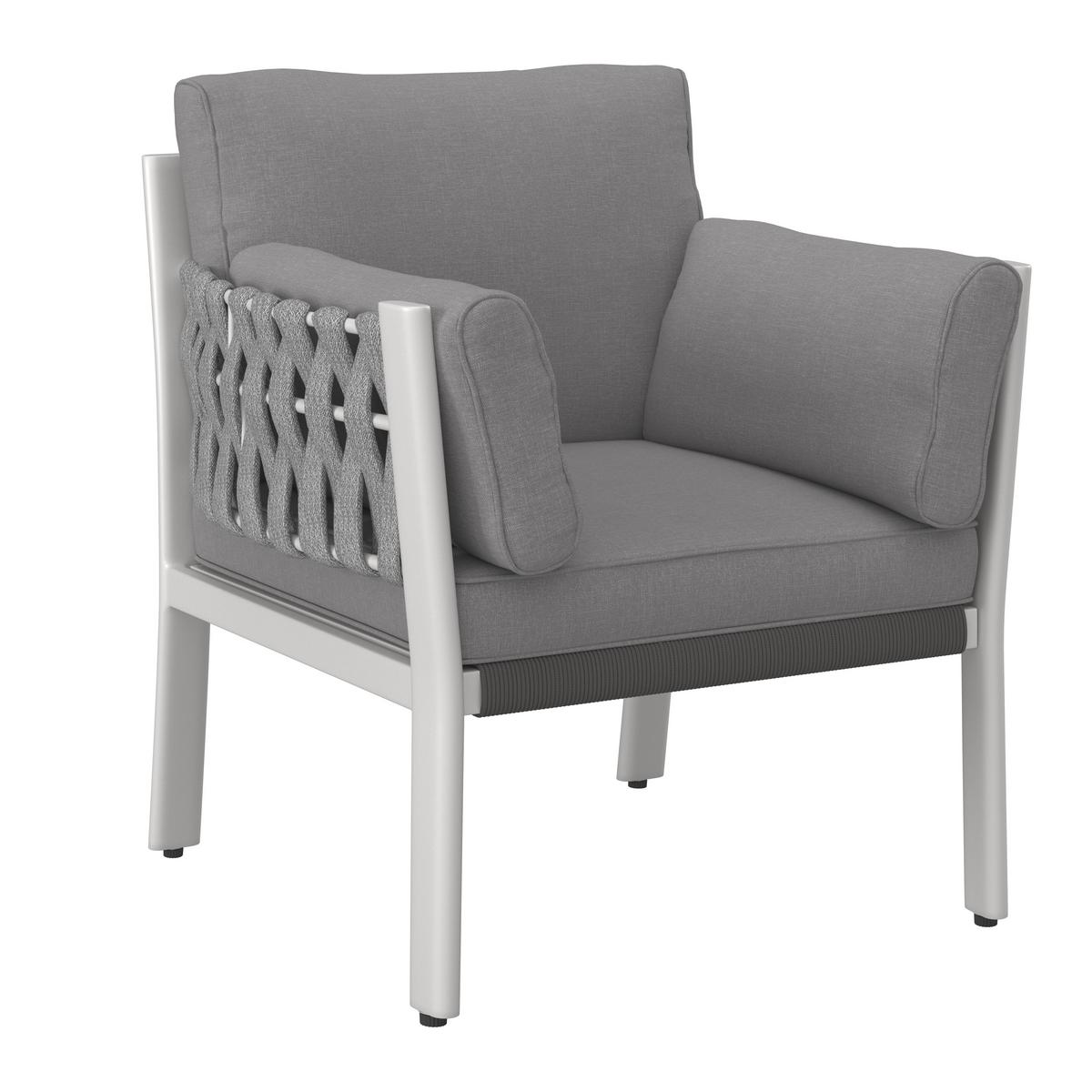 DINING-LOUNGESET ELISA - Weiss/Dunkelgrau, Modern, Kunststoff/Textil (238/74/75cm) - Bessagi Garden