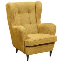 FOTEL USZAK OSKAR - czarny/żółty, Basics, materiał drewnopochodny/tkanina (78/102/98cm) - MID.YOU