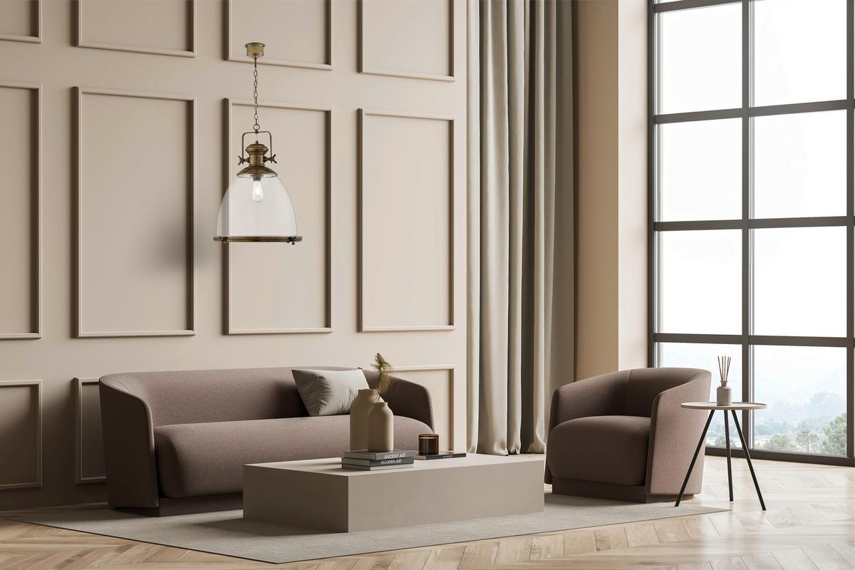 Függeszték Industrial Pendant 6659 - sárgarézszínű, Basics, üveg/fém (49/60cm)