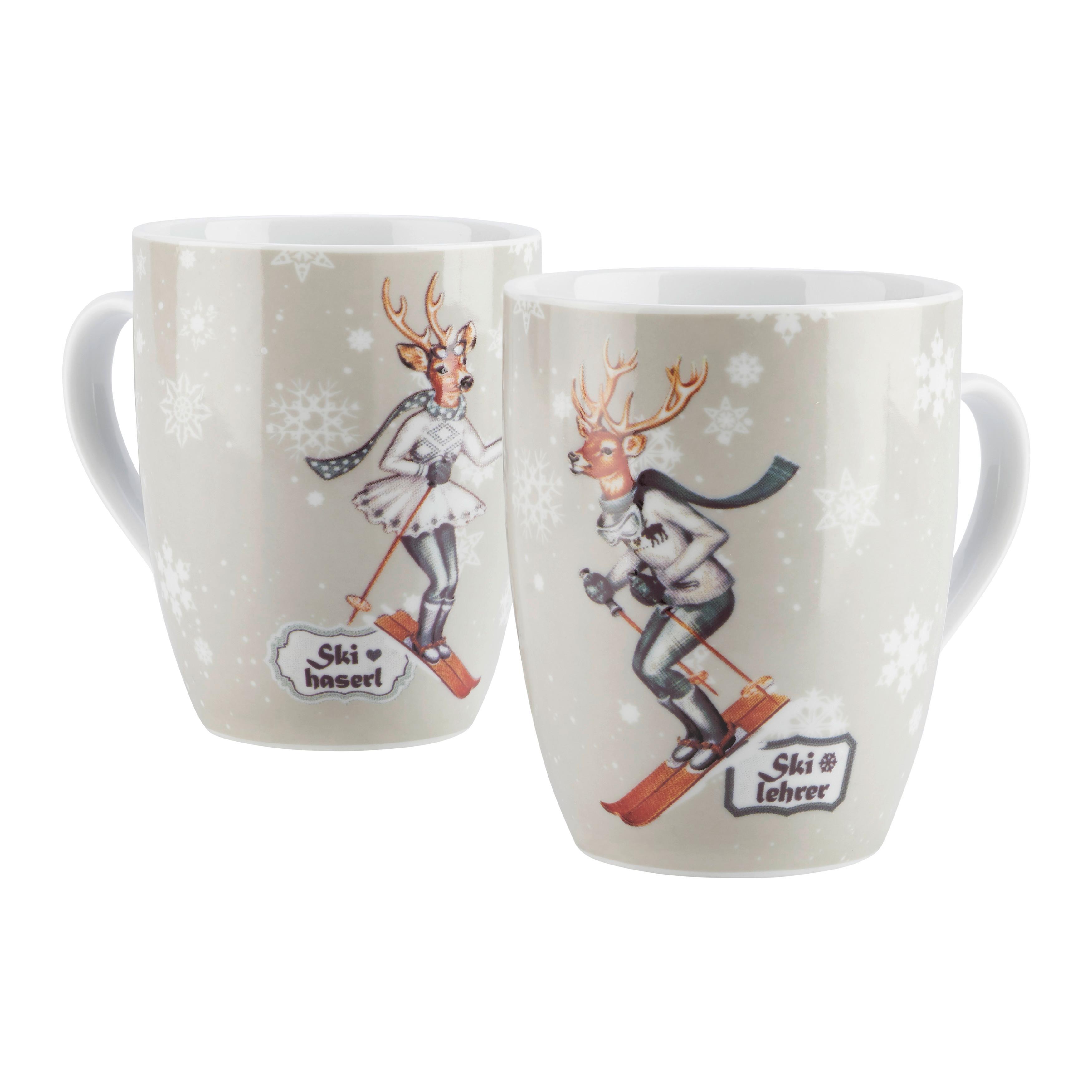Kaffeebecherset Skilehrer, 2-teilig - Multicolor, MODERN, Keramik (8,2/10,3cm) - Bessagi Home