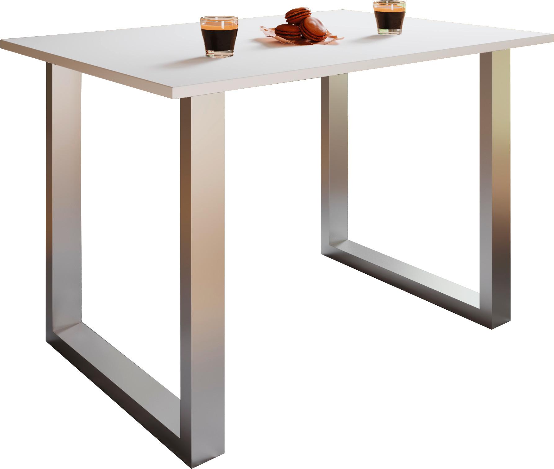 SCHREIBTISCH LONA - Weiss/Silberfarben, Design, Holzwerkstoff/Metall (110/76/50cm) - MID.YOU