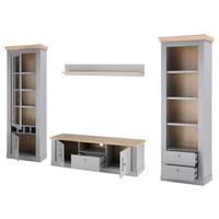 Wohnwand Chambord Eichefarben/Hellgrau - Eichefarben/Silberfarben, Design, Holzwerkstoff/Metall (317/201/44cm) - MID.YOU