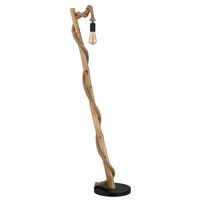 Stehleuchte Ulleu max. 60 Watt - Schwarz/Braun, Natur, Naturmaterialien/Holz (42.5/30/150cm) - Globo