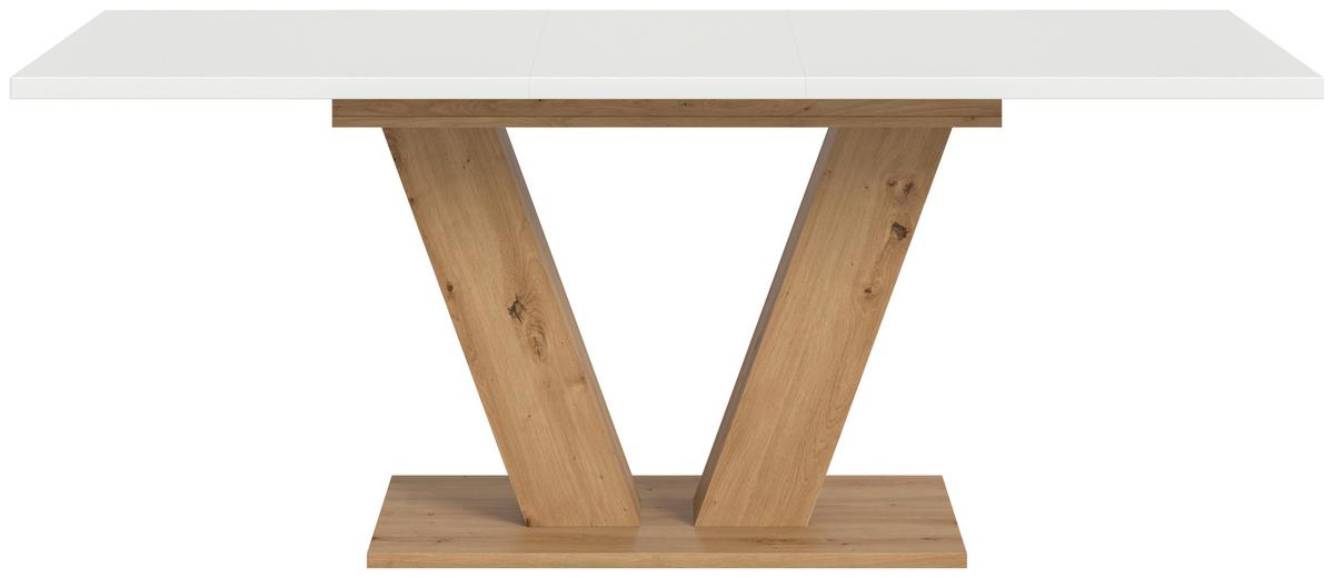 Ausziehtisch Marlon Weiß ca. 150-190x90x76 cm - Weiß/Eiche Artisan, Trend, Holzwerkstoff (150-190/90/76cm)
