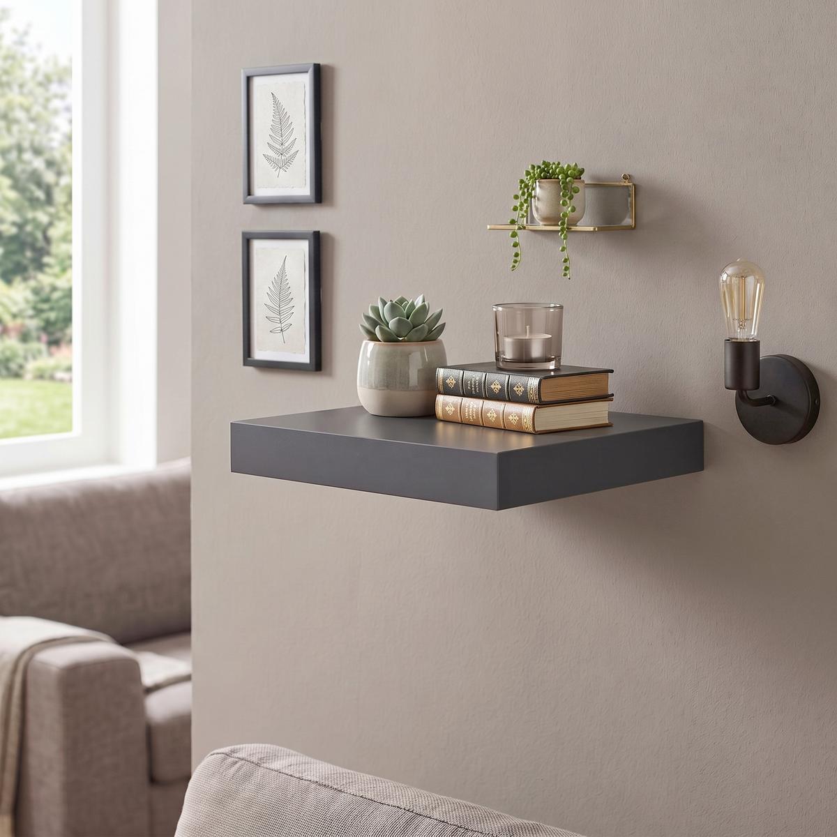 Zidna Polica Simple Antracit - antracit, Moderno, drvni materijal (23,5/3,8/23,5cm) - Modern Living