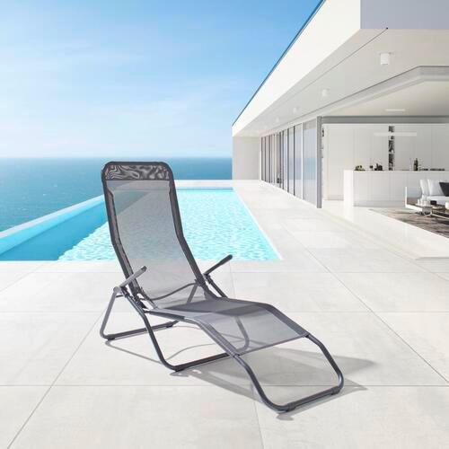 Șezlong Georg - antracit, Modern, plastic/textil (145/98/59cm) - Mömax
