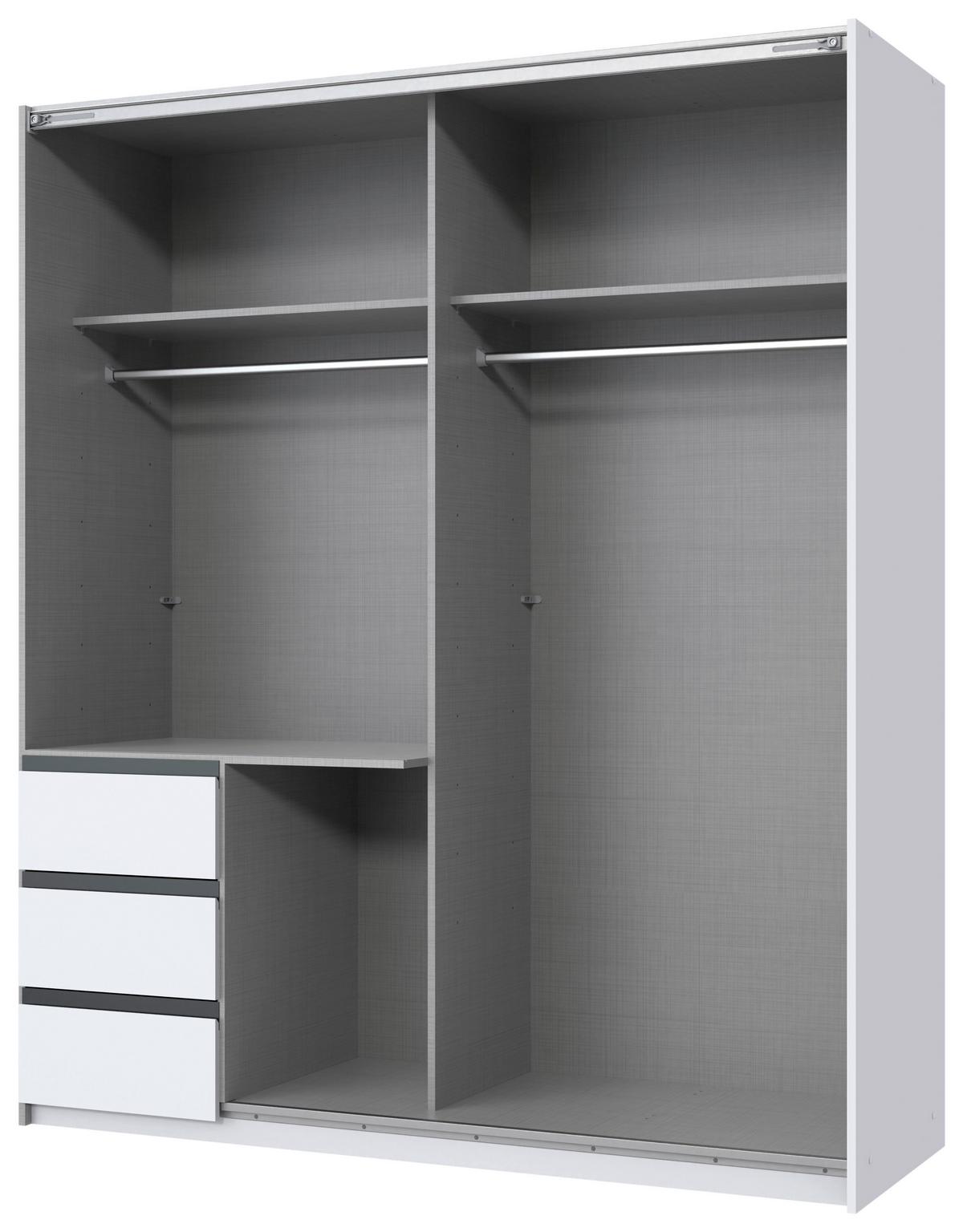 Schwebetürenschrank Adria Weiß/Graphitfarben - Graphitfarben/Schwarz, KONVENTIONELL, Holzwerkstoff/Metall (168/198/63cm) - Mömax