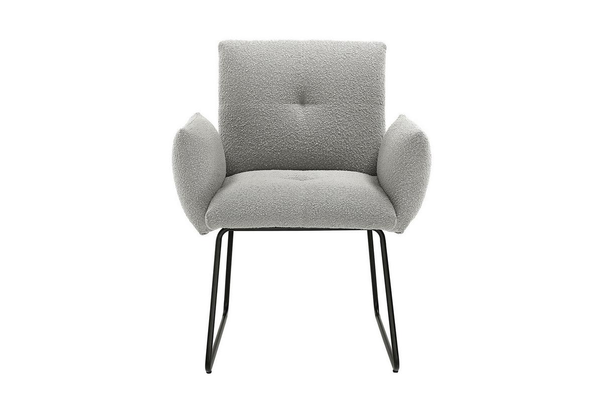 Naslanjač Bouclé, Svetlo Siva - črna/svetlo siva, Moderno, kovina/tekstil (73,5/87/64,5cm) - Livetastic