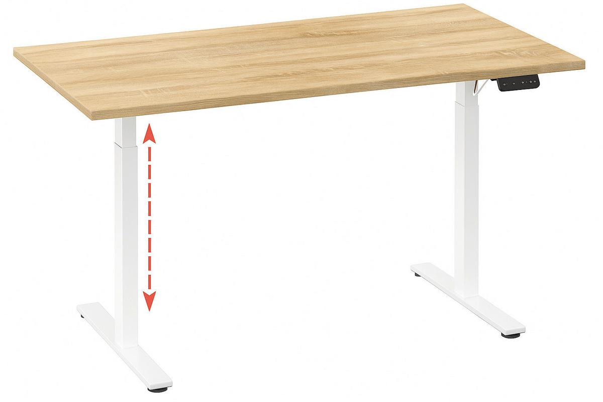 Dvižna Miza E-lona, Barva Hrasta, Bela, 110x80cm - srebrne barve/bela, Design, kovina/leseni material (110/80/71cm) - MID.YOU