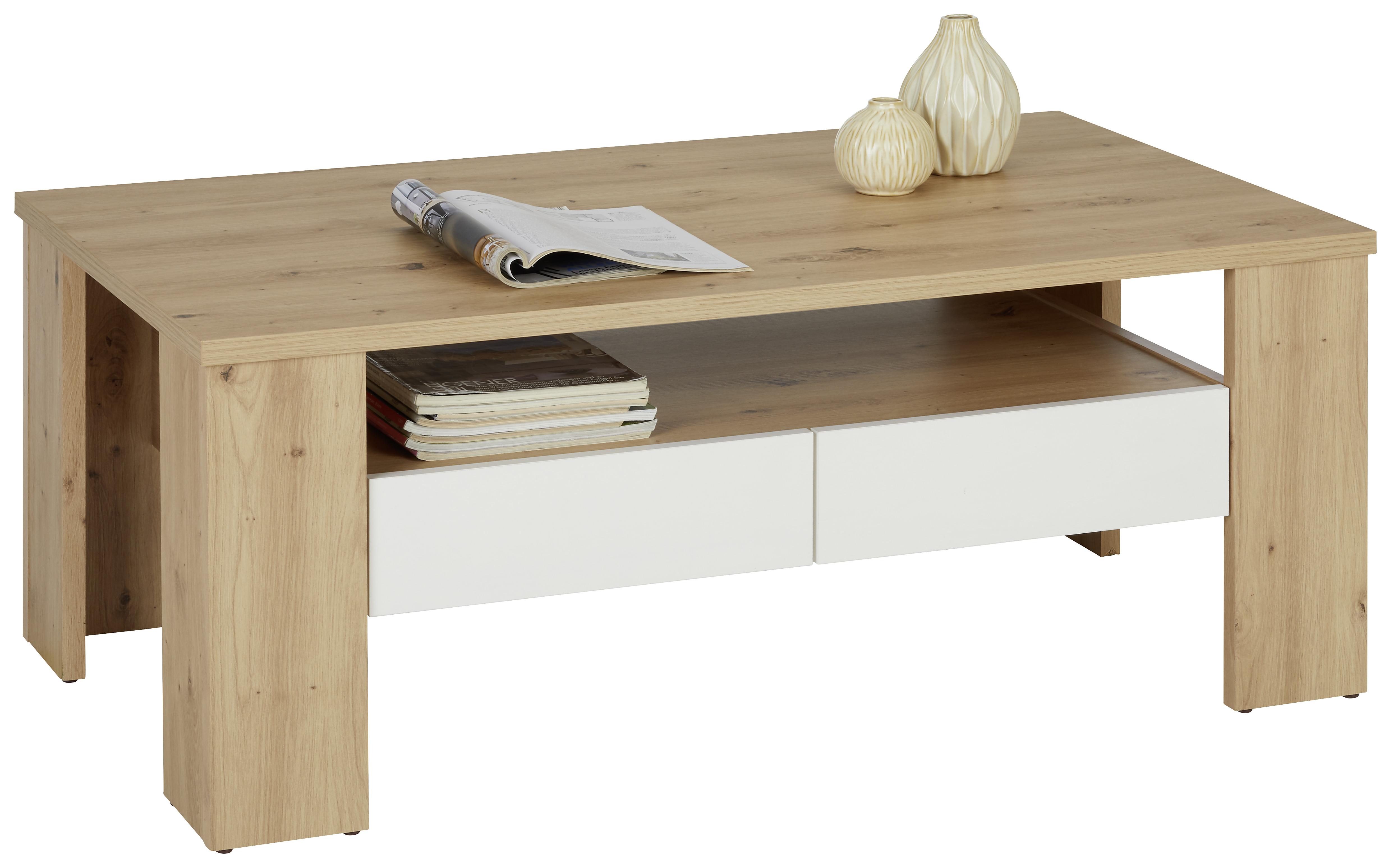 table basse in Weiss/Eichefarben - couleur de chêne/blanc, Konventionell, matériau de bois (110/65/44cm) - Mömax