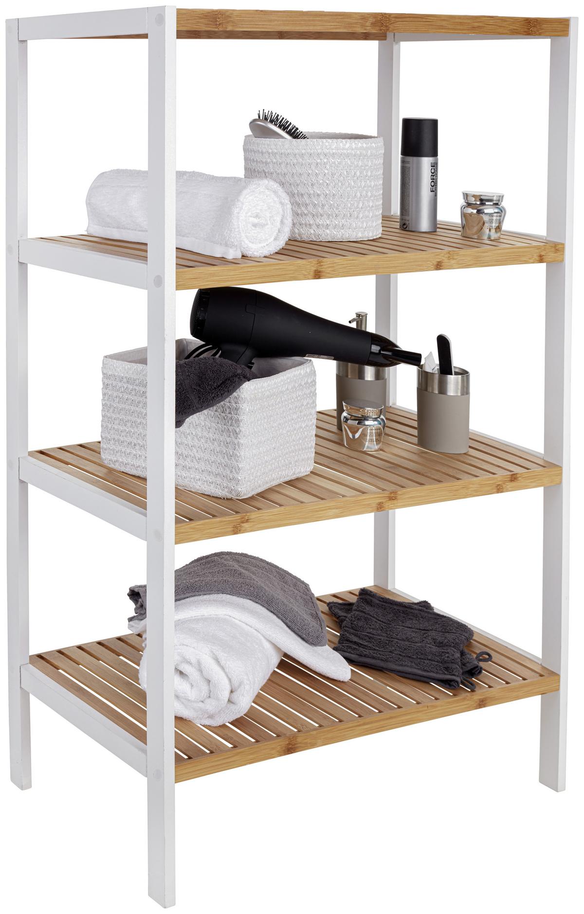 Regal Bambu, Bela, Bambus - bela/rjava, Moderno, leseni material/les (70/110/33cm)