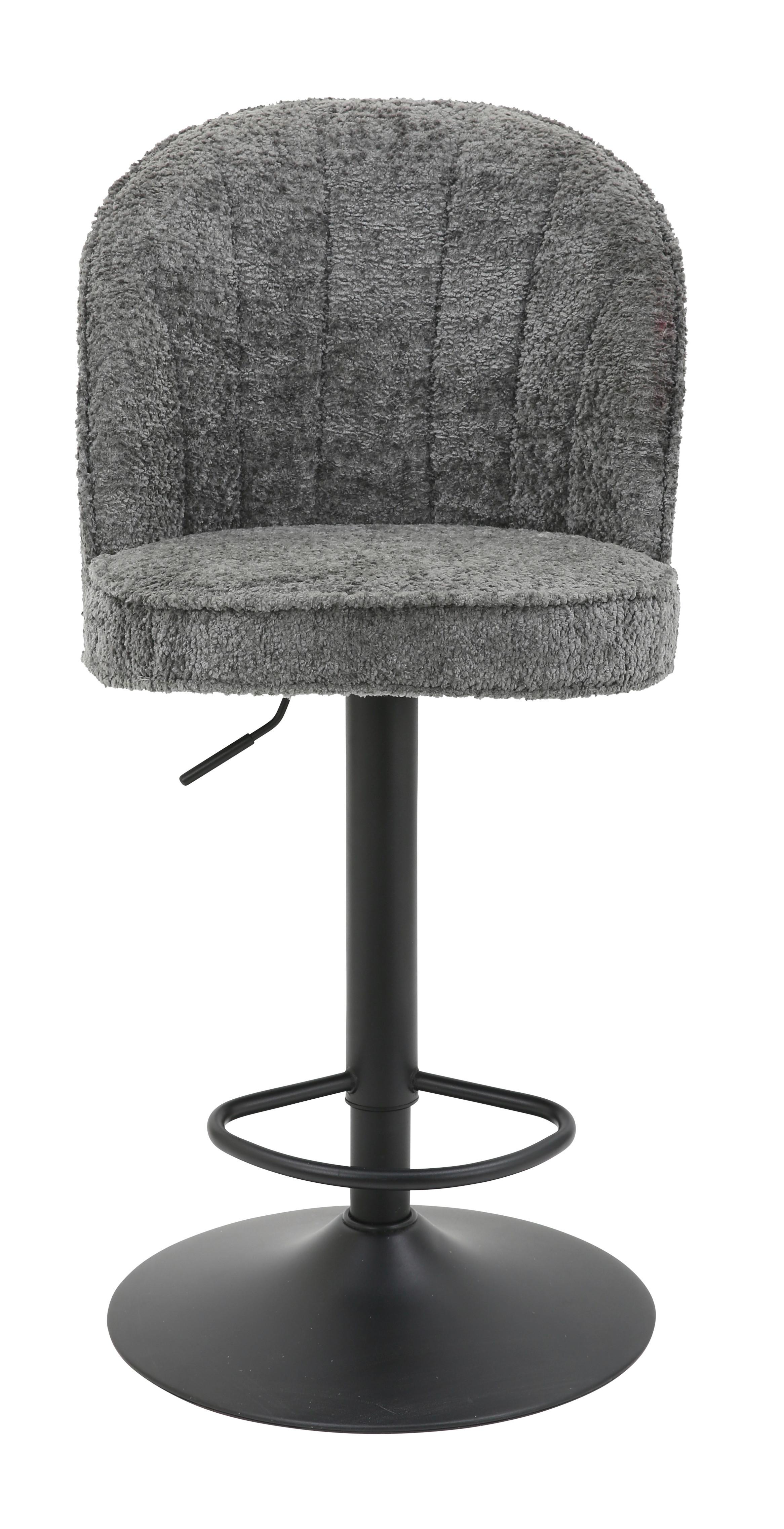 TABOURET DE BAR ROMY - gris/noir, MODERN, métal/textile (53/99-119/48cm) - Mömax