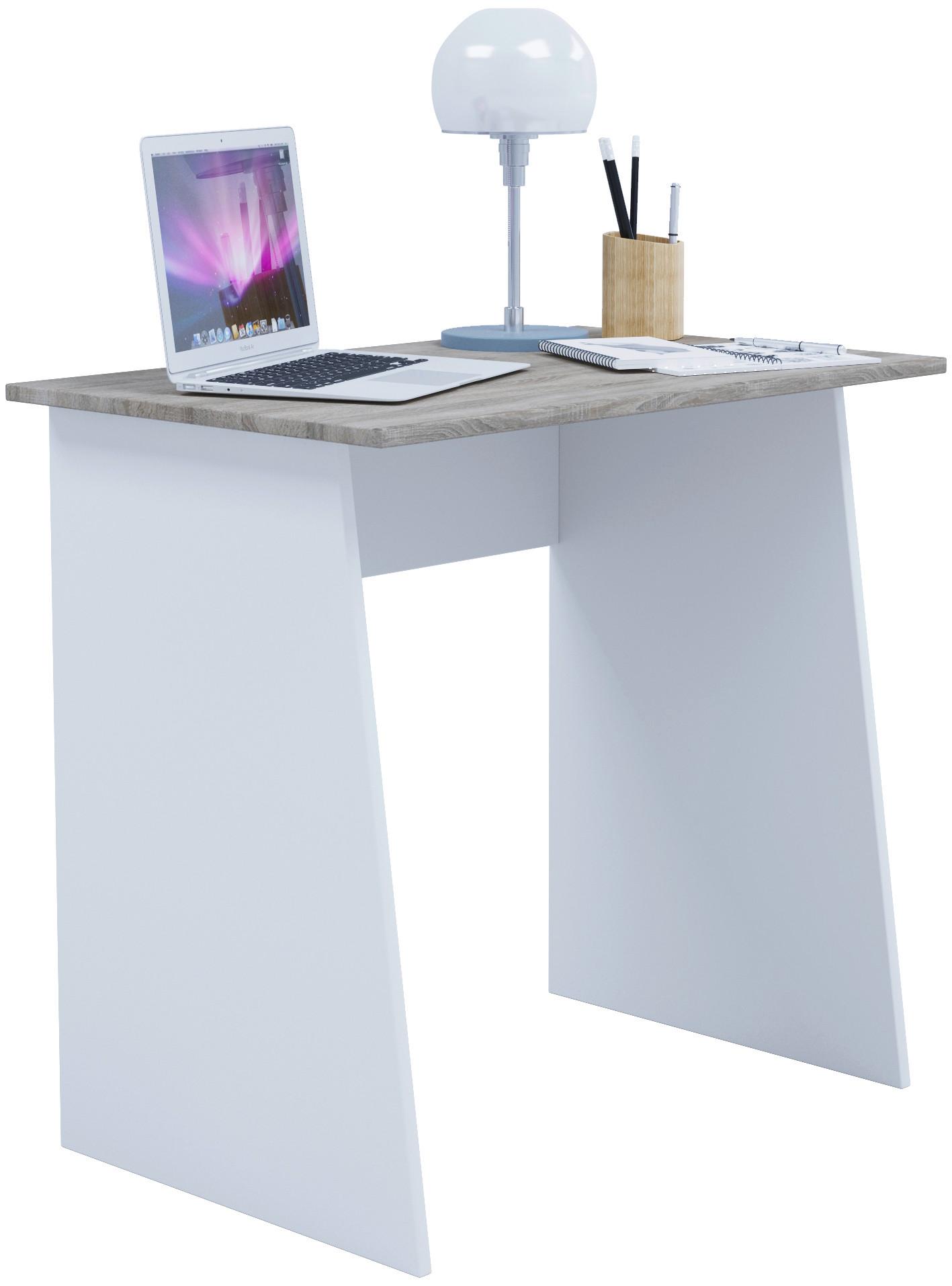 Schreibtisch ''Masola Mini'', in Weiß, ca. 80x74x50 cm - Weiß/Sonoma Eiche, Basics, Holzwerkstoff (80/50/74cm) - MID.YOU