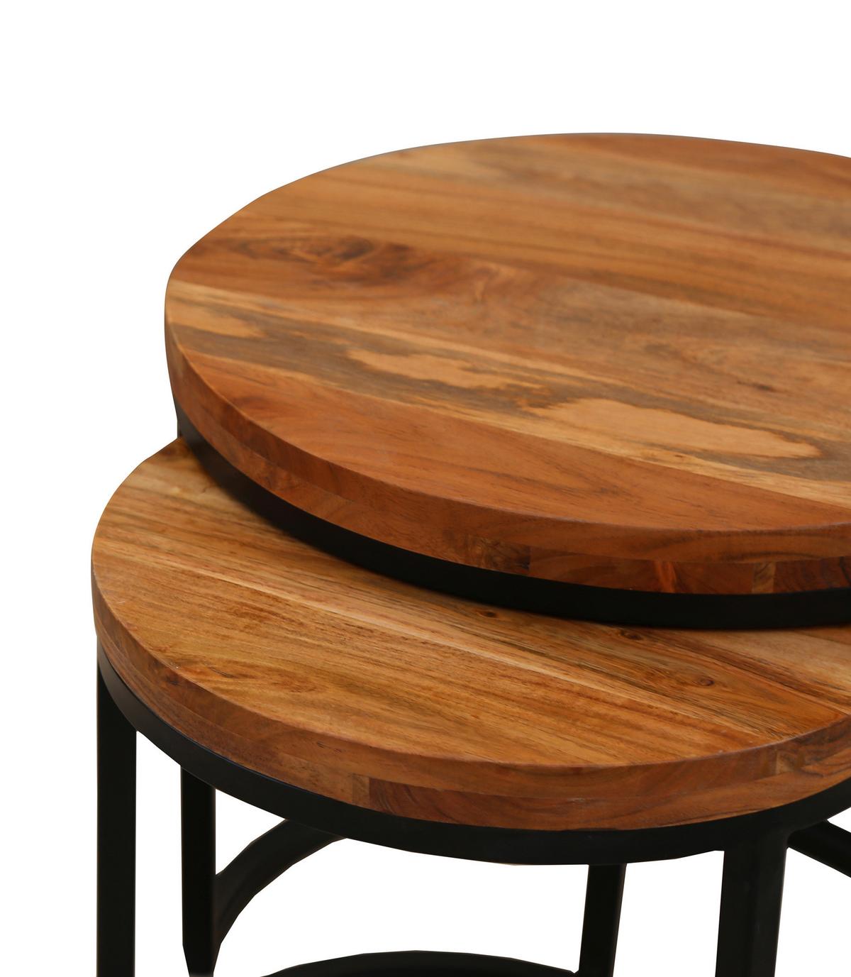 Satztisch Selma in Schwarz/Akazienfarben - Schwarz/Akaziefarben, MODERN, Holz/Metall - MID.YOU