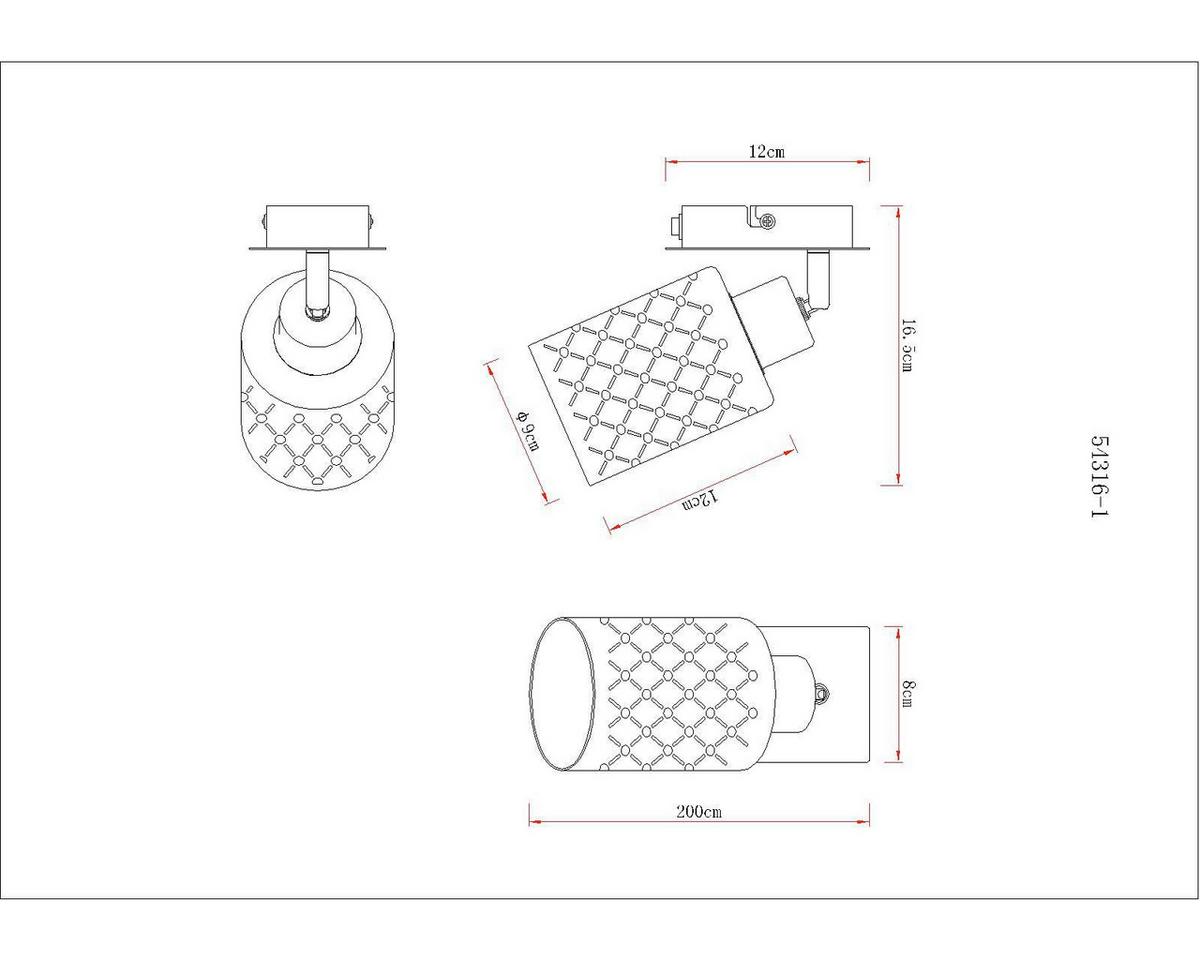 STRAHLER 54316-1  ALONSO - Klar/Chromfarben, Basics, Glas/Metall (8/16,5/20cm) - Globo