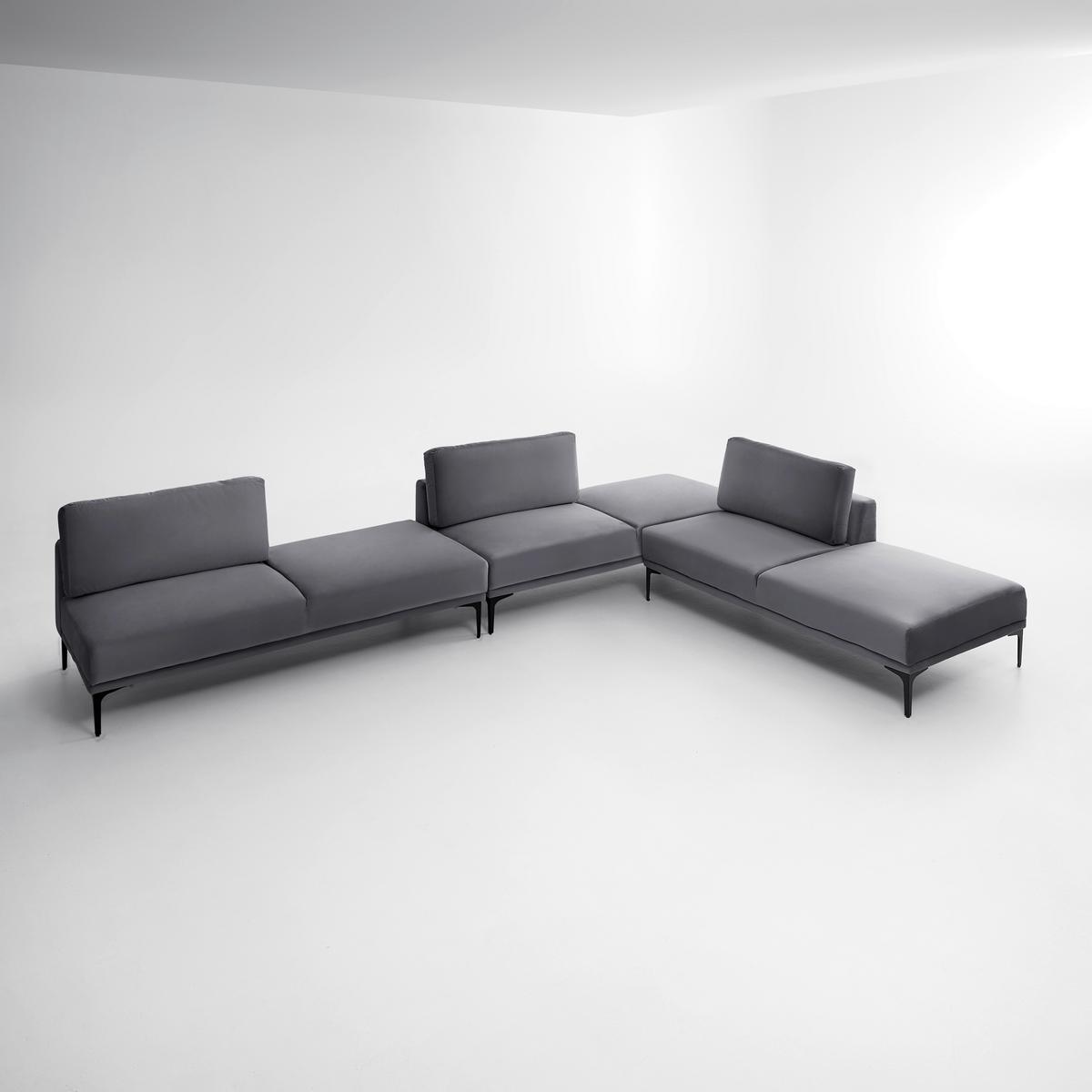 Modulsofa Tessa Dunkelgrau Samt - Dunkelgrau/Schwarz, MODERN, Textil/Metall (180,5/82,5/88,5cm) - Bessagi Home