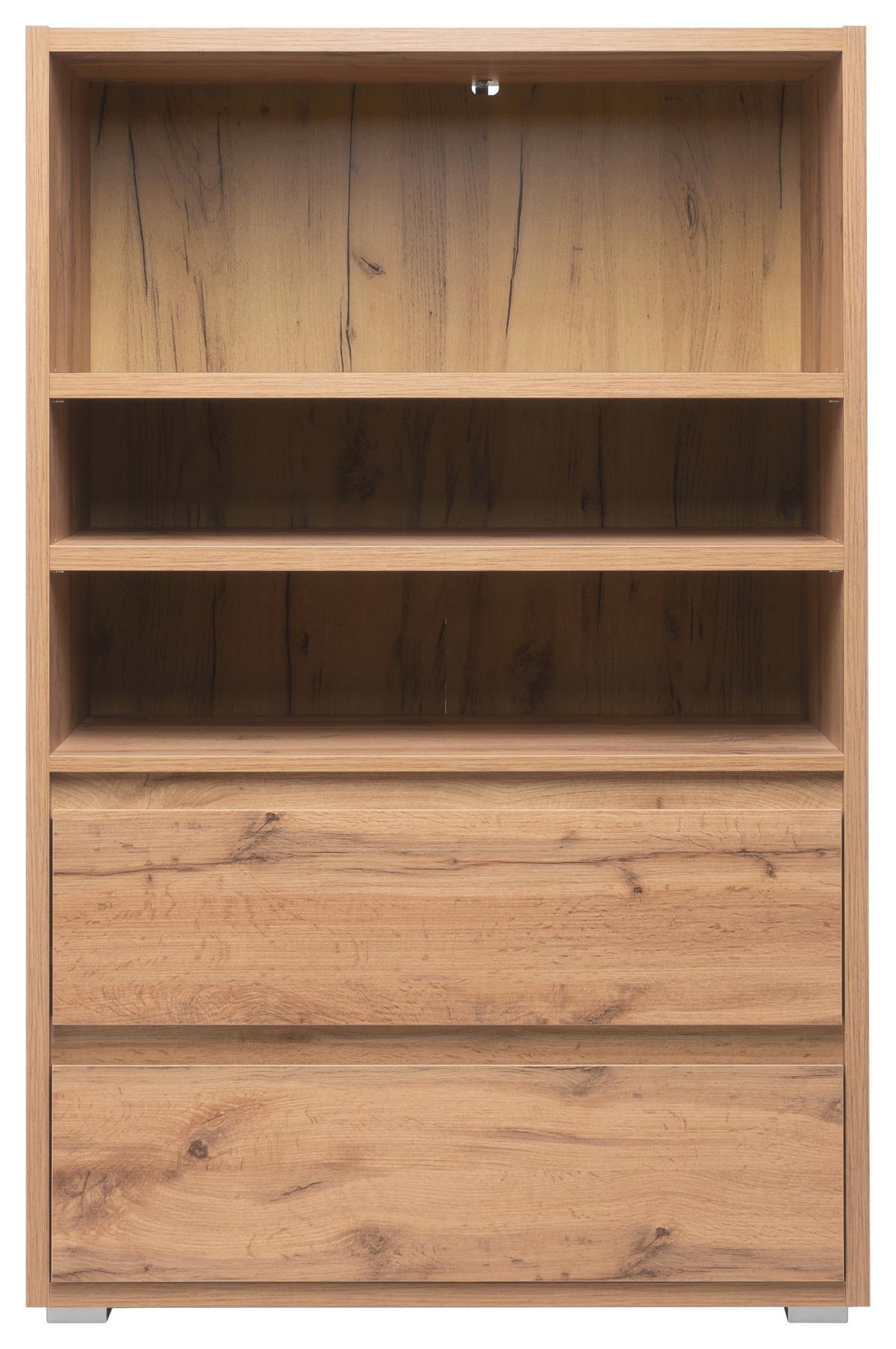 Regal Image, Barva Hrasta - srebrne barve/barve hrasta, Konvencionalno, leseni material (85/131/37cm) - MID.YOU