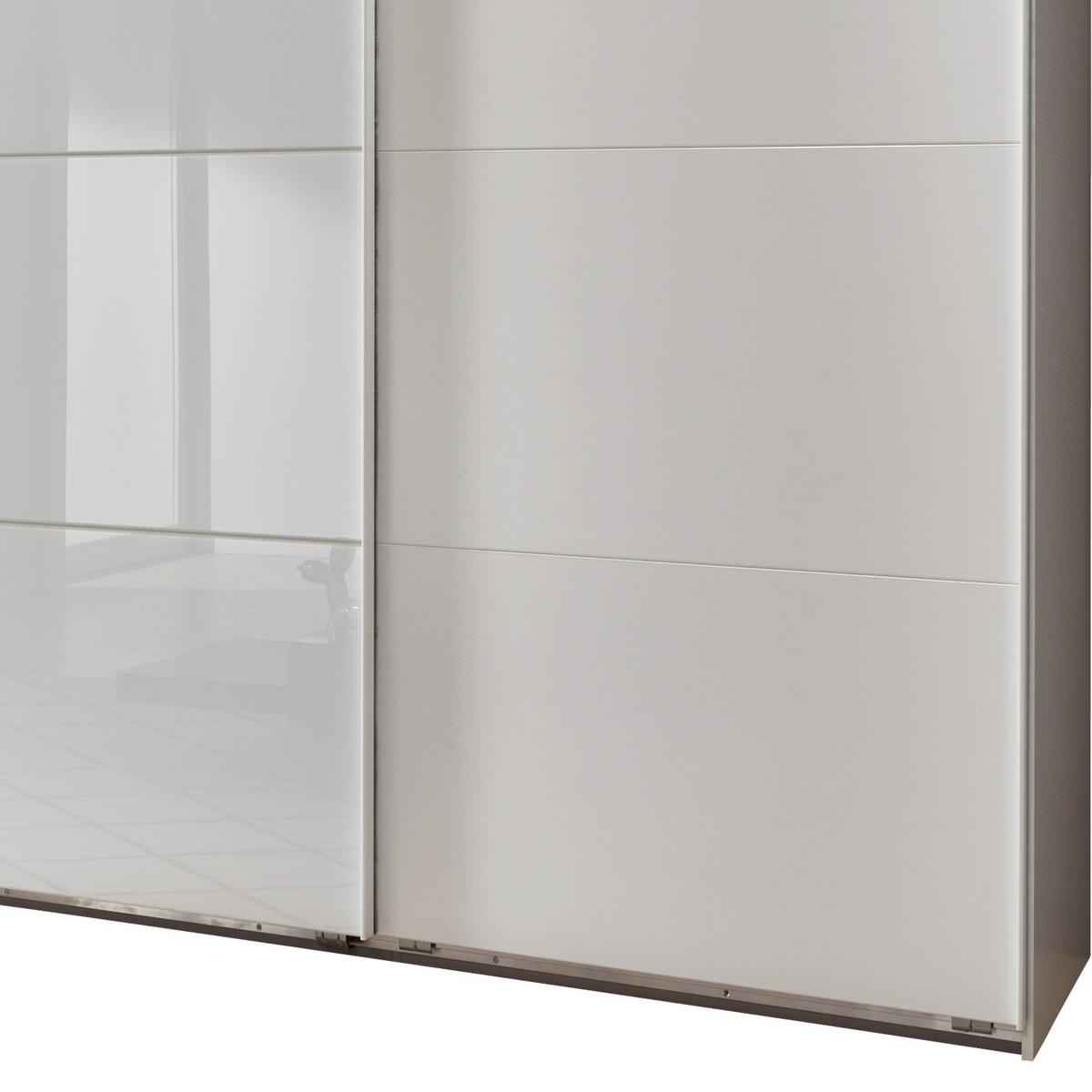 DULAP USI CULISANTE ERNESTO - alb/alb lucios intens, Basics, material pe bază de lemn (270/210/65cm) - Modern Living