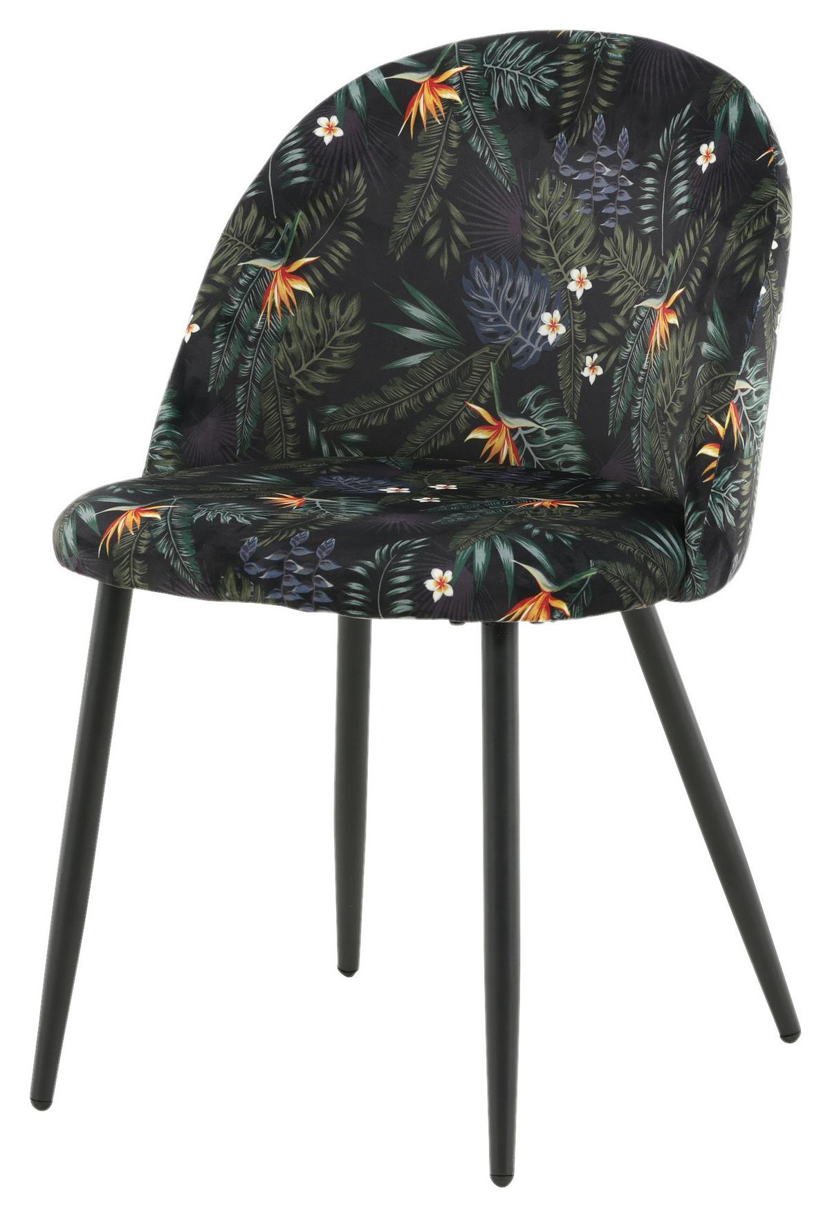 STUHL-SET VELVET - Schwarz, Design, Textil/Metall (50/77/48cm) - Livetastic