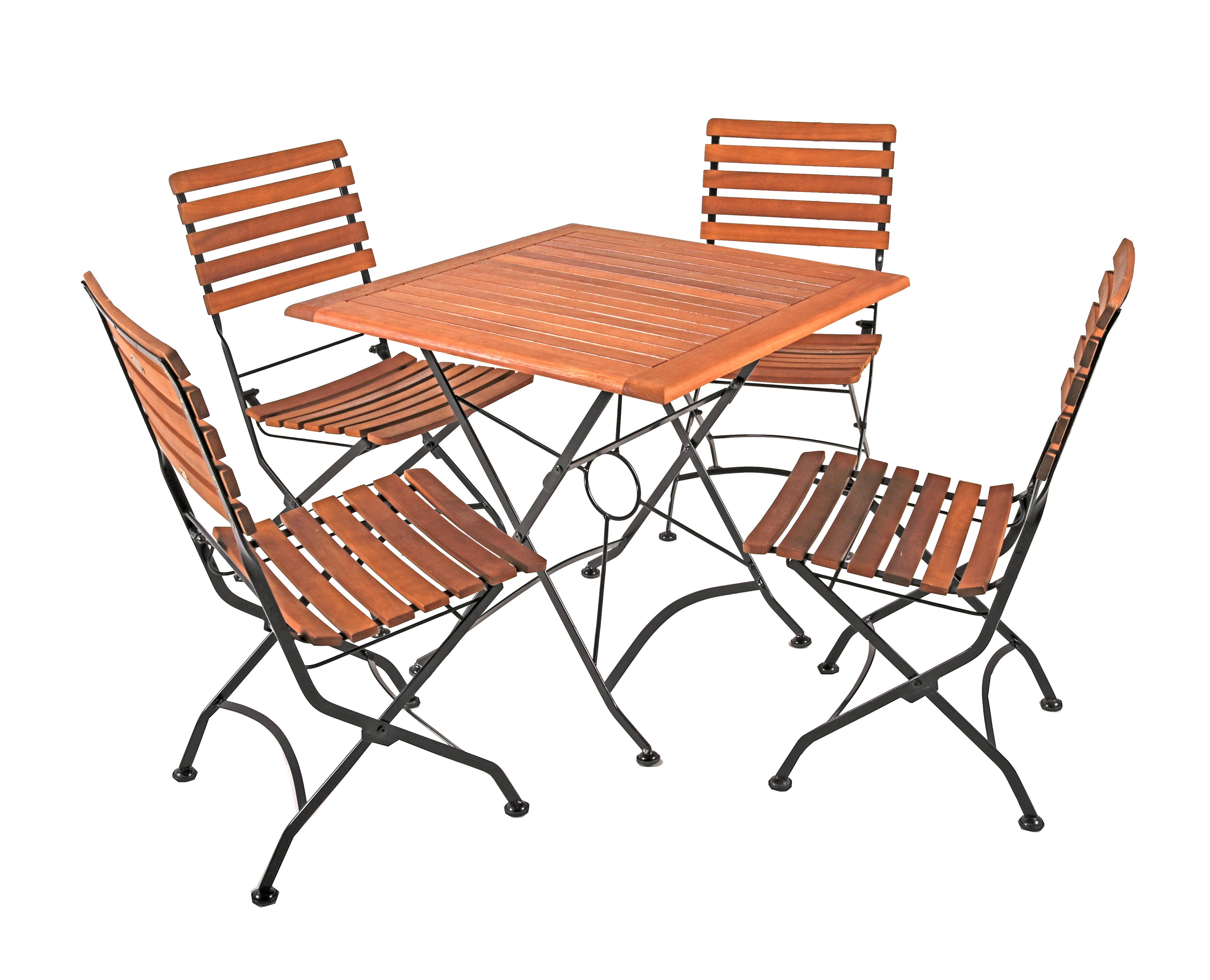Gartenmöbel-Set Wien 5-tlg. klappbar Holz - Eukalyptusholzfarben/Schwarz, Basics, Holz/Metall (46/90/39cm) - Gardenson