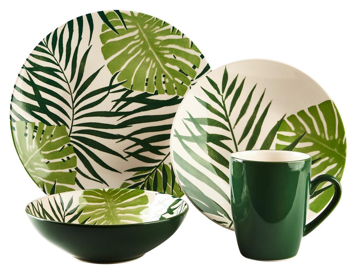 Kombinirani Servis Tropicana Grün, 16-Delni - zelena/bela, Basics, keramika - Creatable