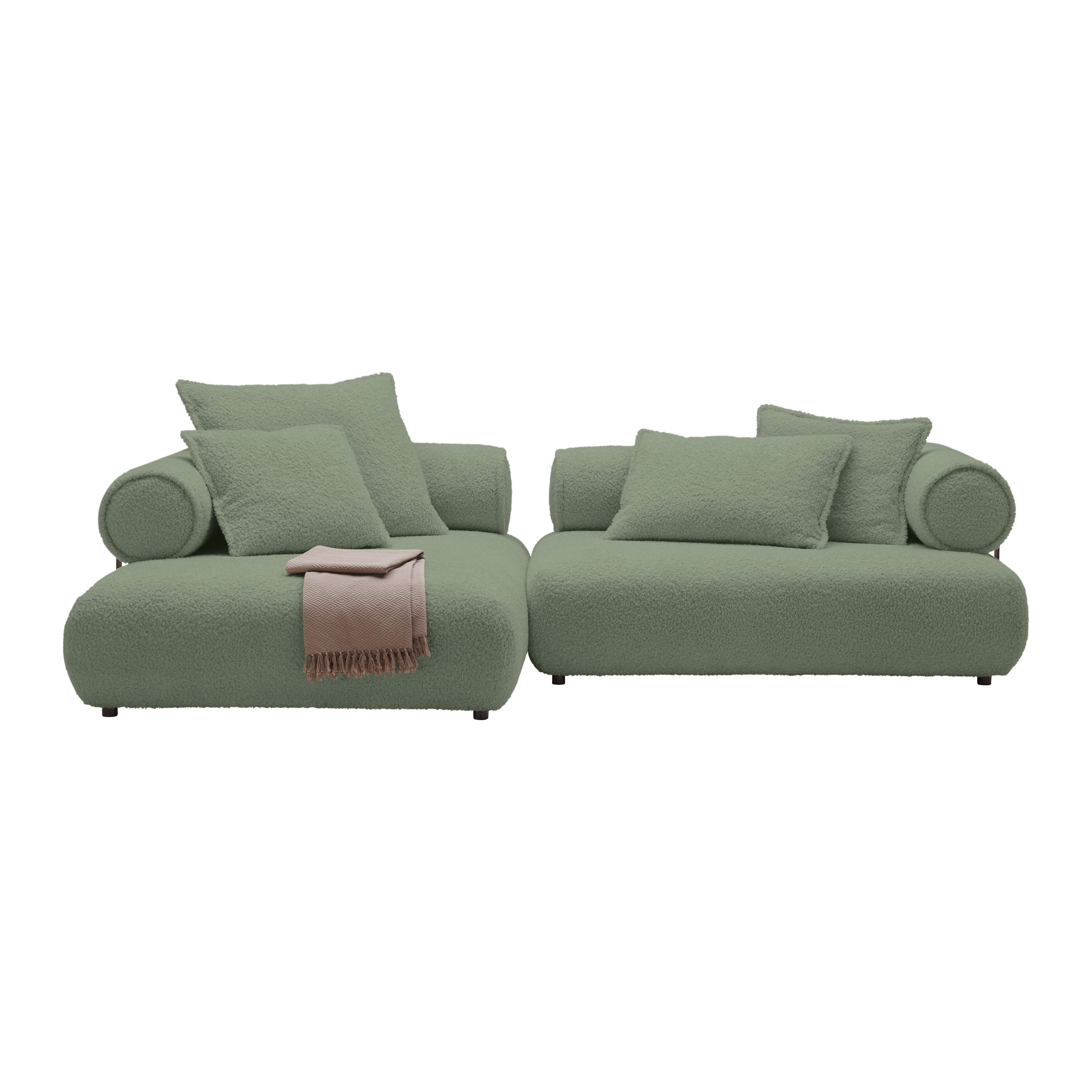 Wohnlandschaft Casimir Mintgrün - Schwarz/Mintgrün, LIFESTYLE, Kunststoff/Textil (180/310cm) - Premium Living