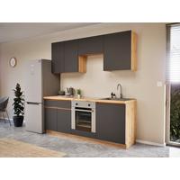 Konyhablokk Toscana - Artisan tölgy/magasfényű fehér, Modern, faalapú anyag (200cm)